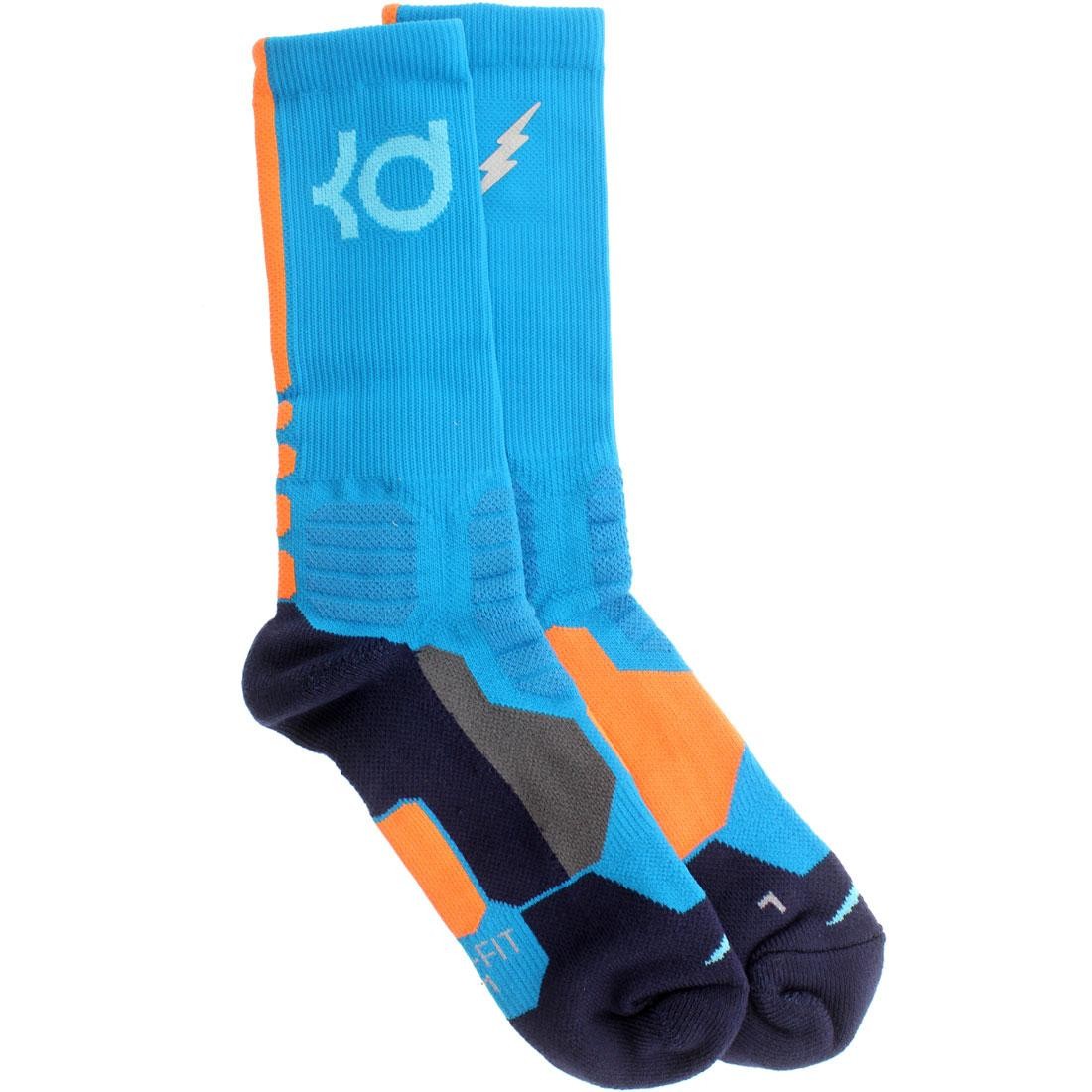 Nike KD Hyperelite Basketball Crew Socks (blue / orange)