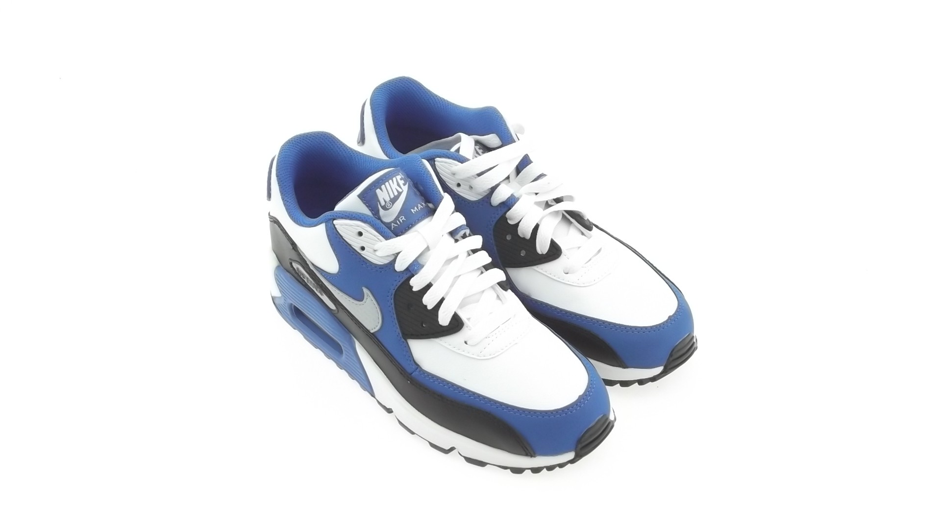 Nike Big Kids Air Max 90 GS (white / wolf grey / hyper cobalt)