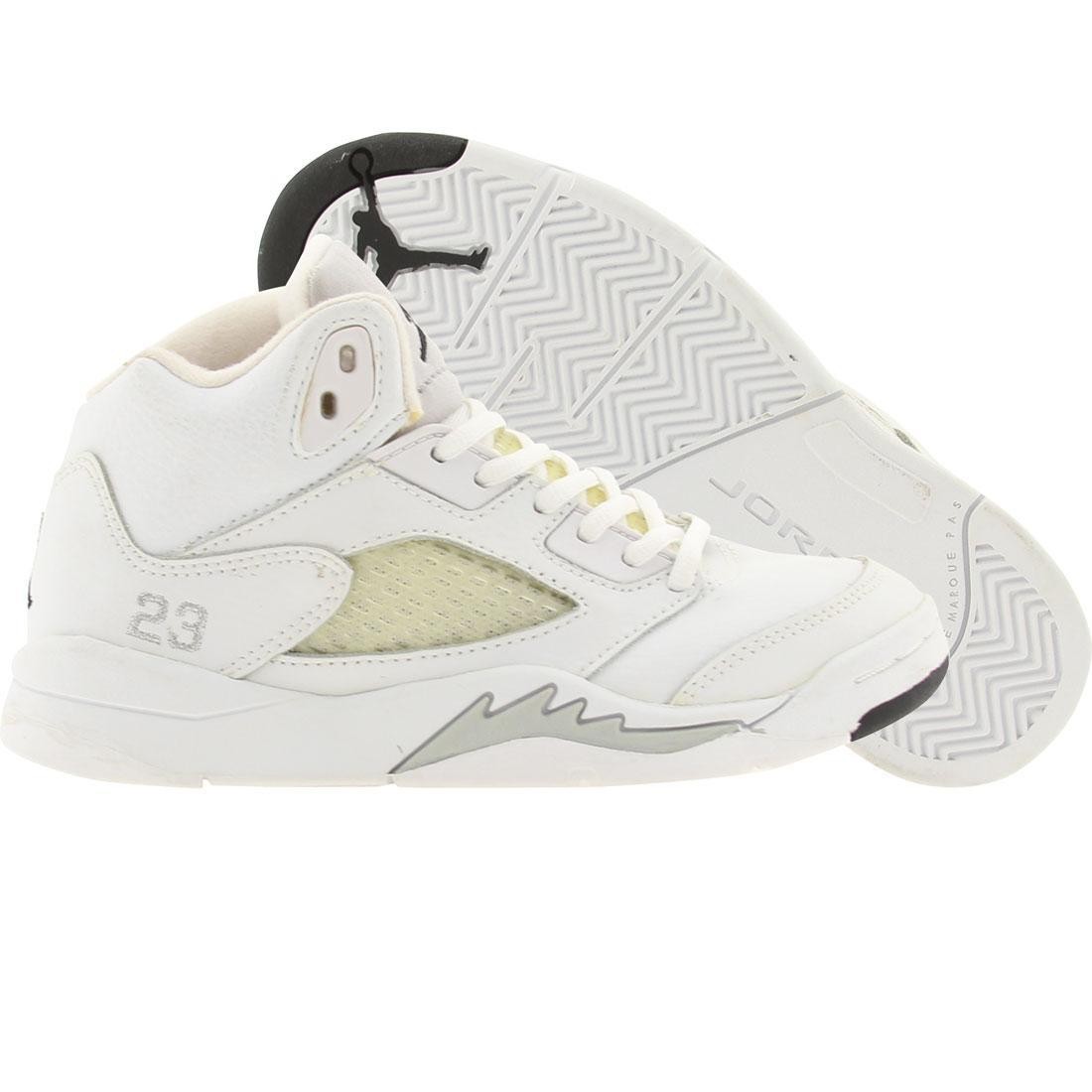Nike Air Jordan Little Kids  5 V Retro 3/4 High (white / silver / black)