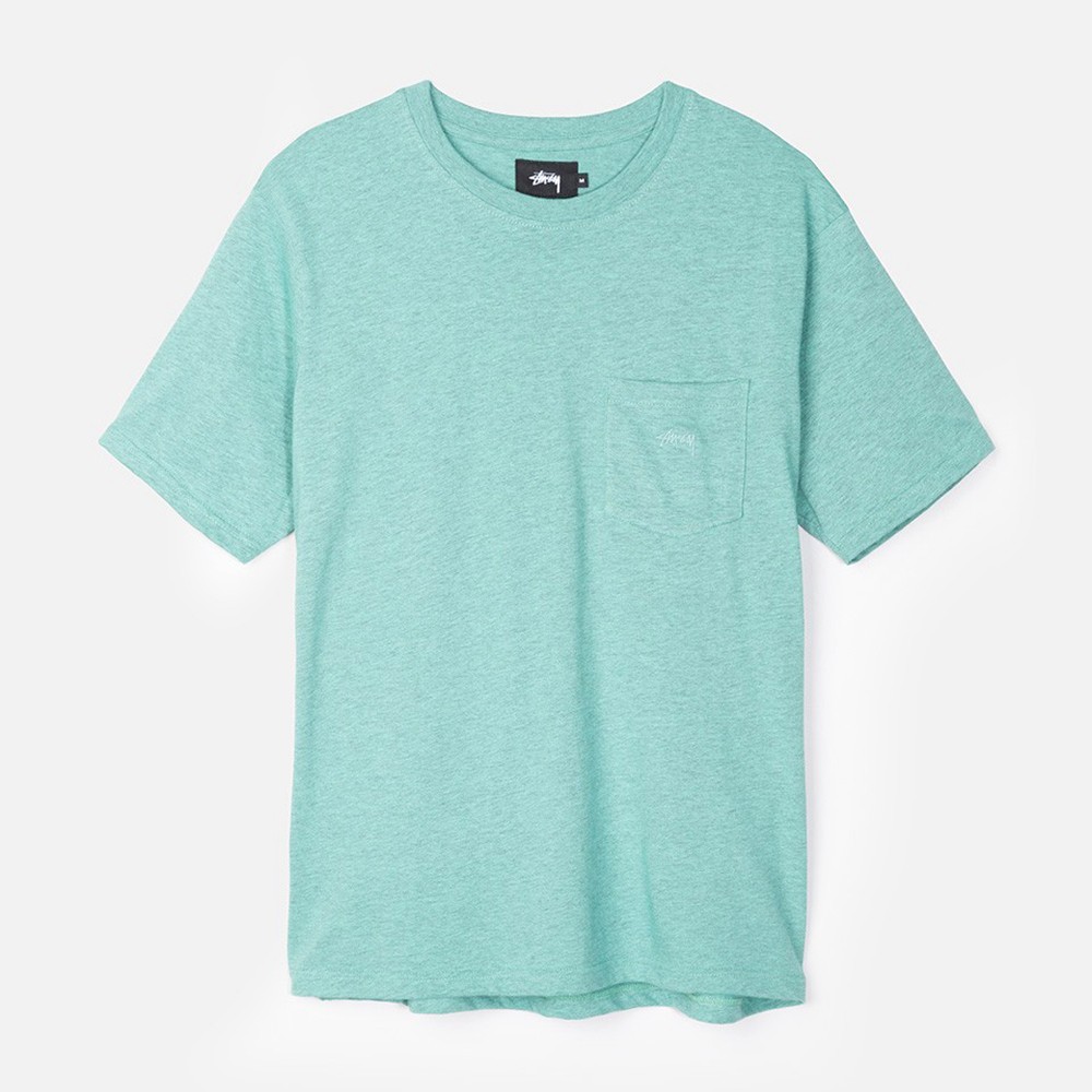 Stussy Men Heather O Dyed Pocket Tee (green / blue mint)