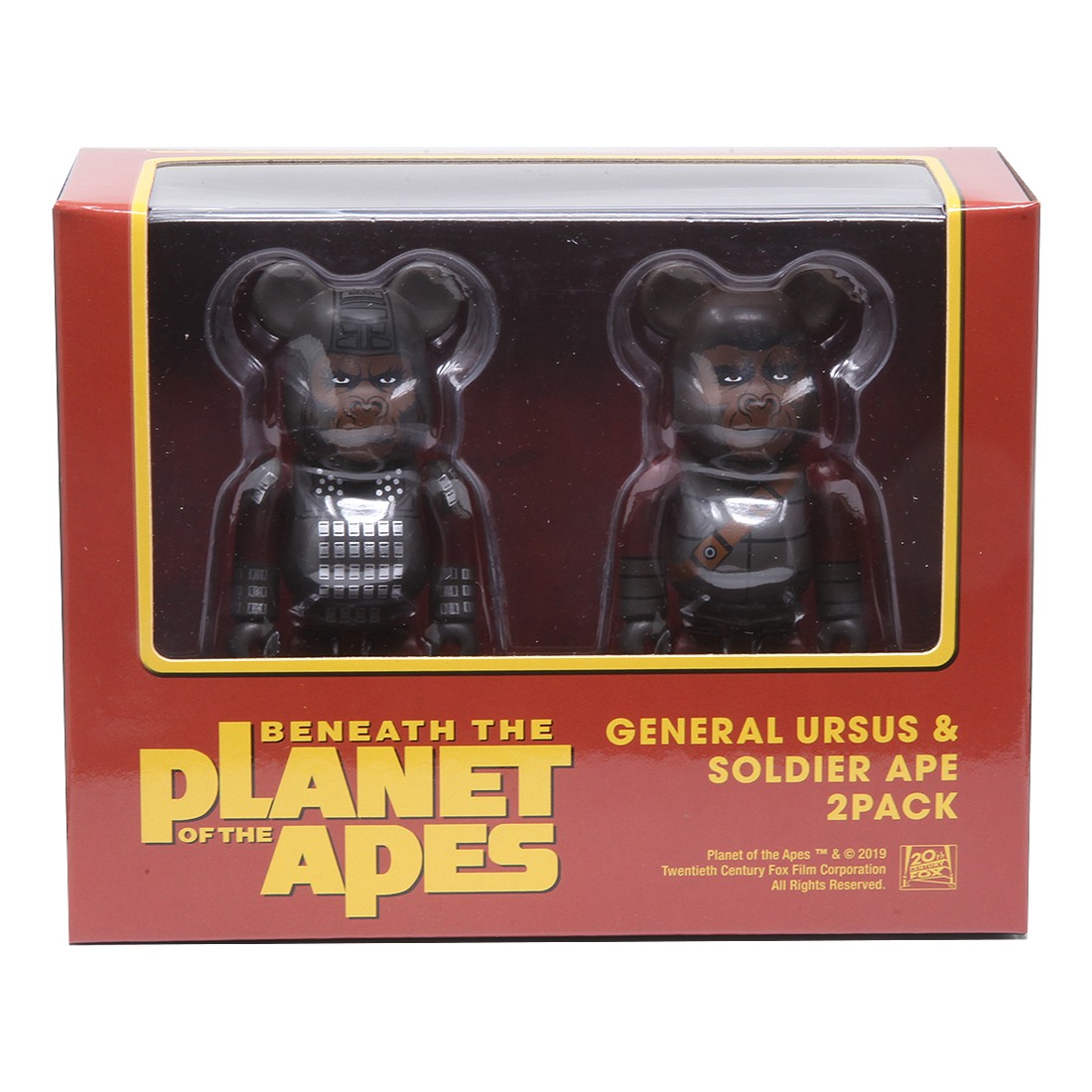 Medicom Planet of the Apes General Ursus And Soldier Ape 100% 2 Pack Bearbrick Figure Set (gray)