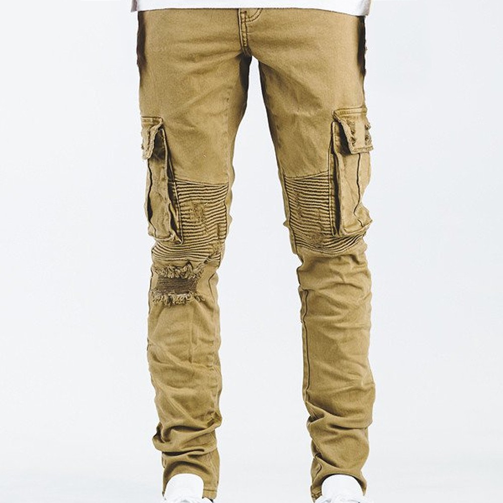 Embellish NYC Men Liam Cargo Biker Jeans (tan)