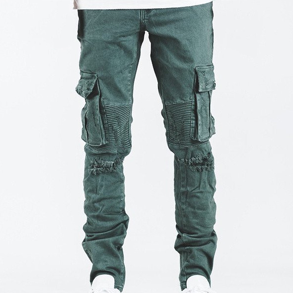 Embellish NYC Men Liam Cargo Biker Jeans (green / army)