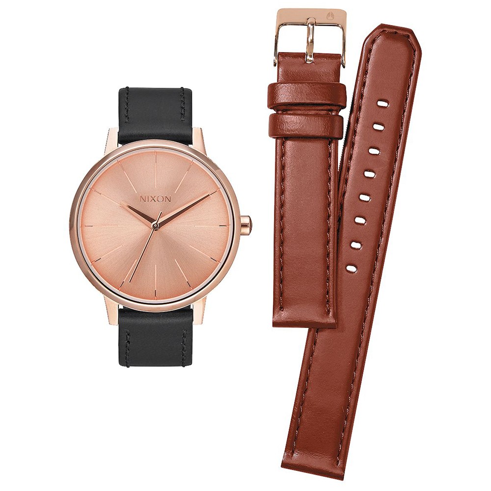 Nixon Kensington Leather Watch (gold / rose gold)