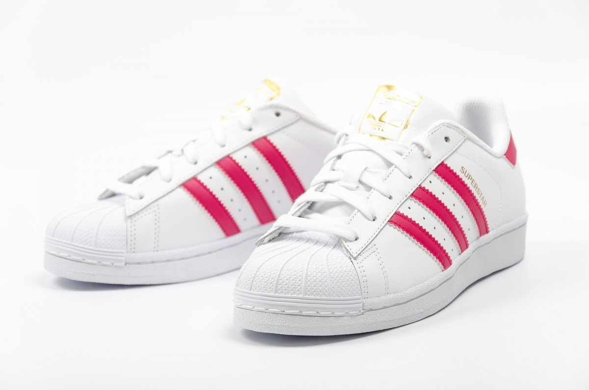 Adidas Big Kids Superstar Foundation (white / pink buzz / running white)