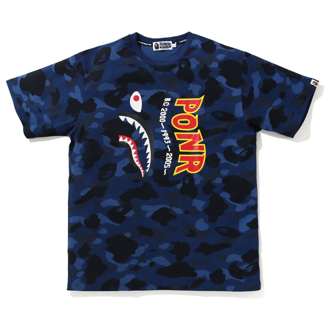A Bathing Ape Men Color Camo Shark Wide Tee (navy)