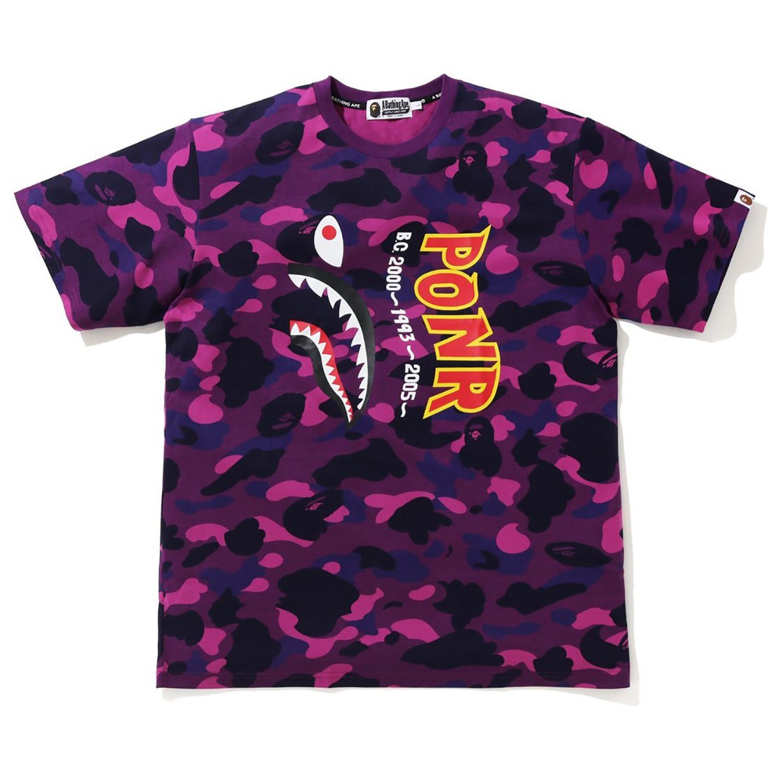 A Bathing Ape Men Color Camo Shark Wide Tee (purple)