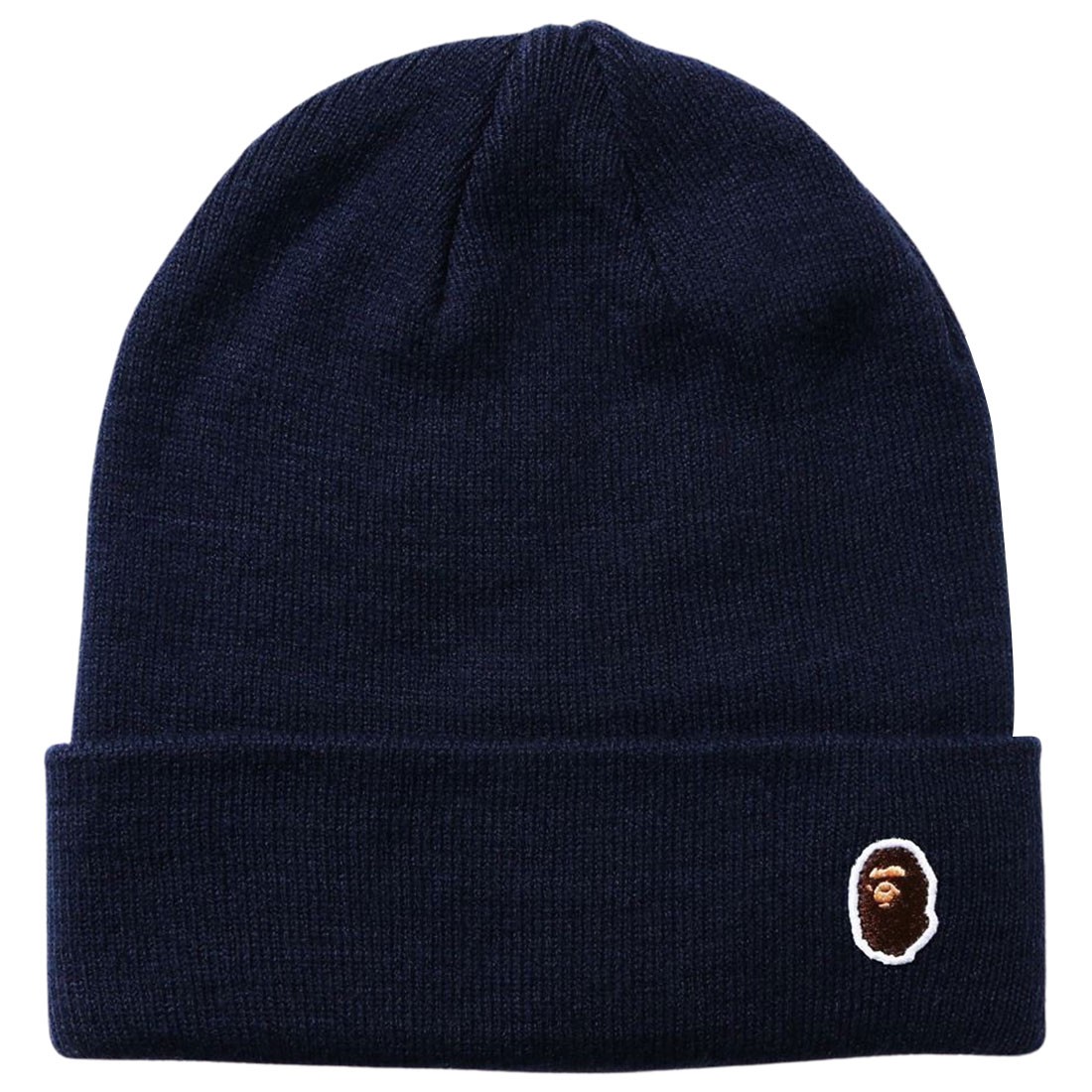 A Bathing Ape Ape Head One Point Knit Cap (navy)