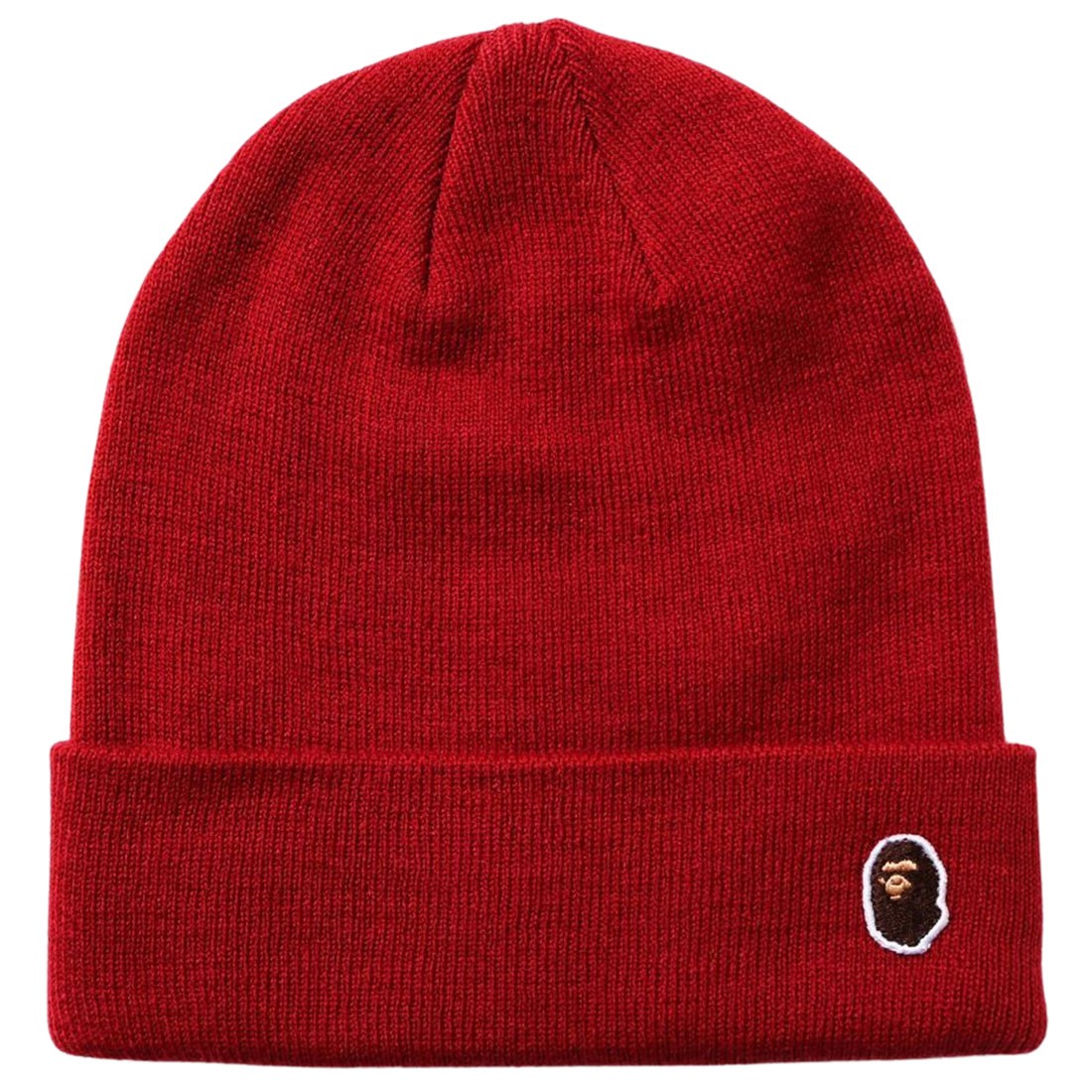 A Bathing Ape Ape Head One Point Knit Cap (red)