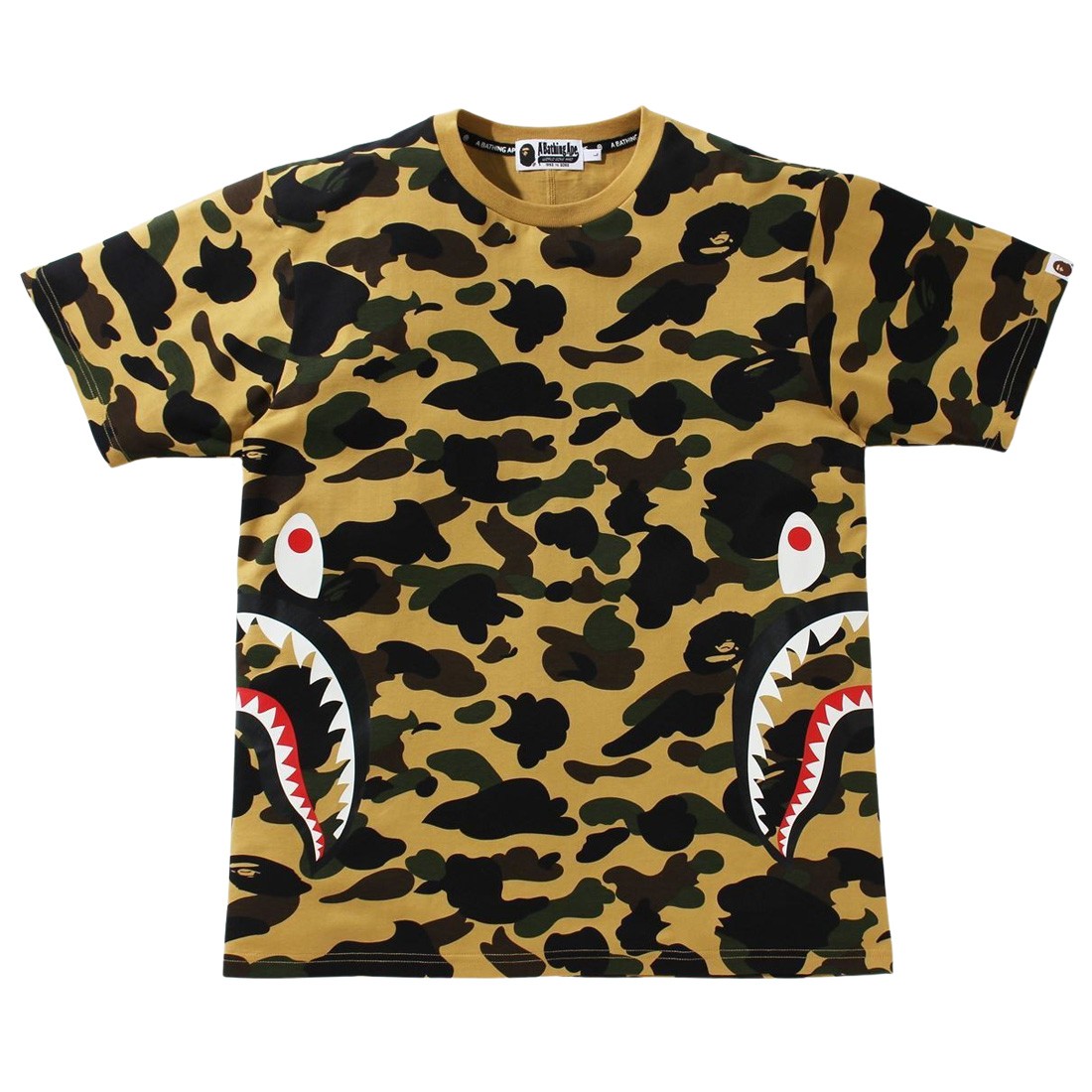 A Bathing Ape Men 1st Camo Side Shark Tee (yellow)