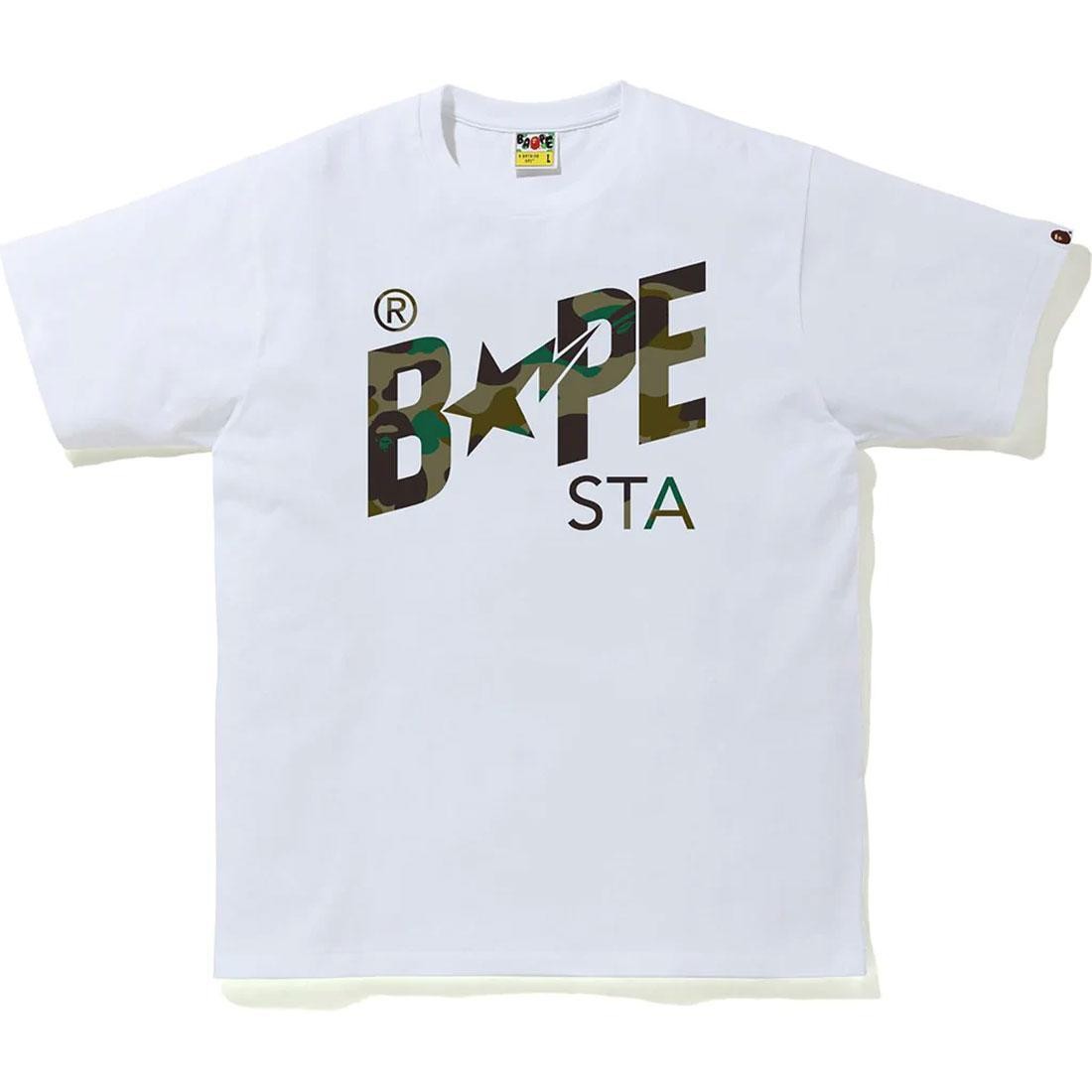 A Bathing Ape Men 1st Camo Bape Sta Logo Tee (white / green)