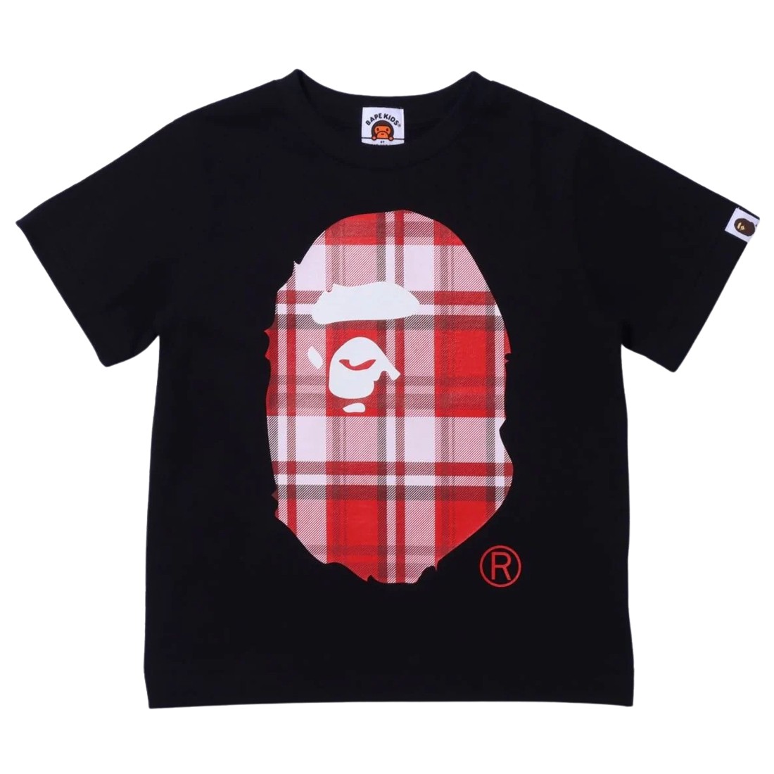 A Bathing Ape Men Bape Check Gift Ape Head Tee (black)