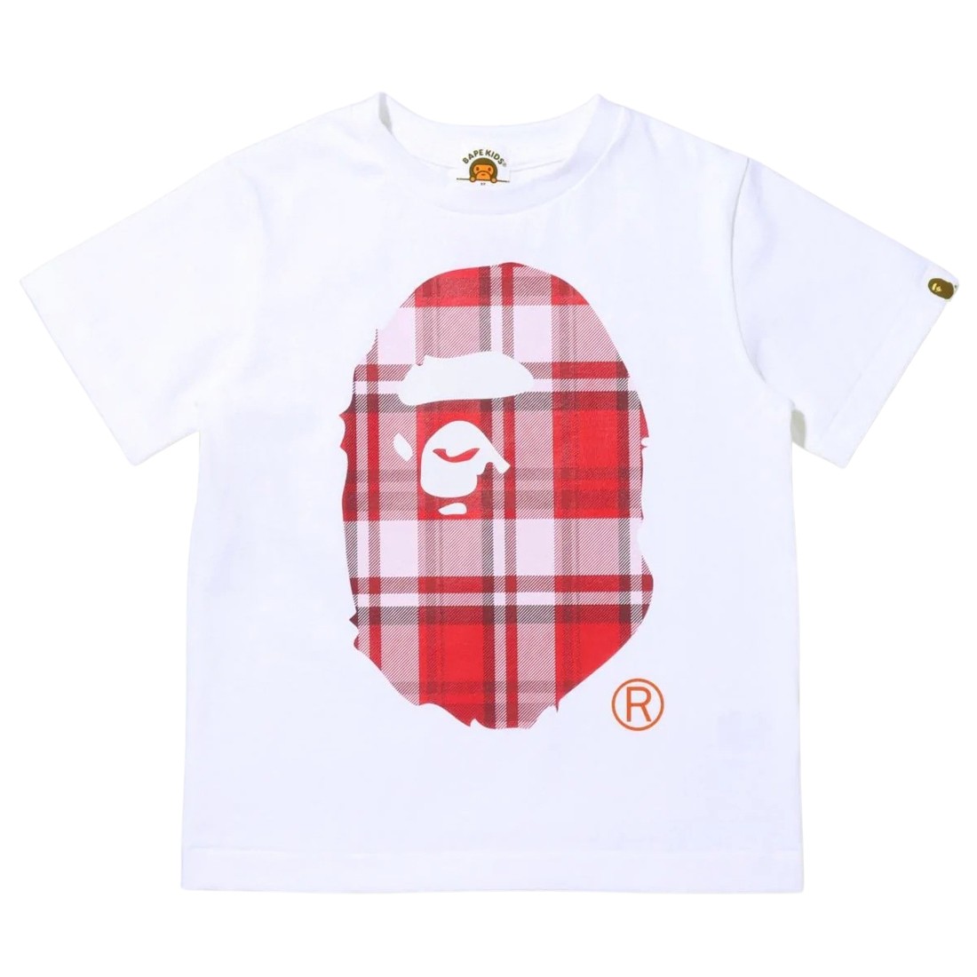 A Bathing Ape Men Bape Check Gift Ape Head Tee (white)