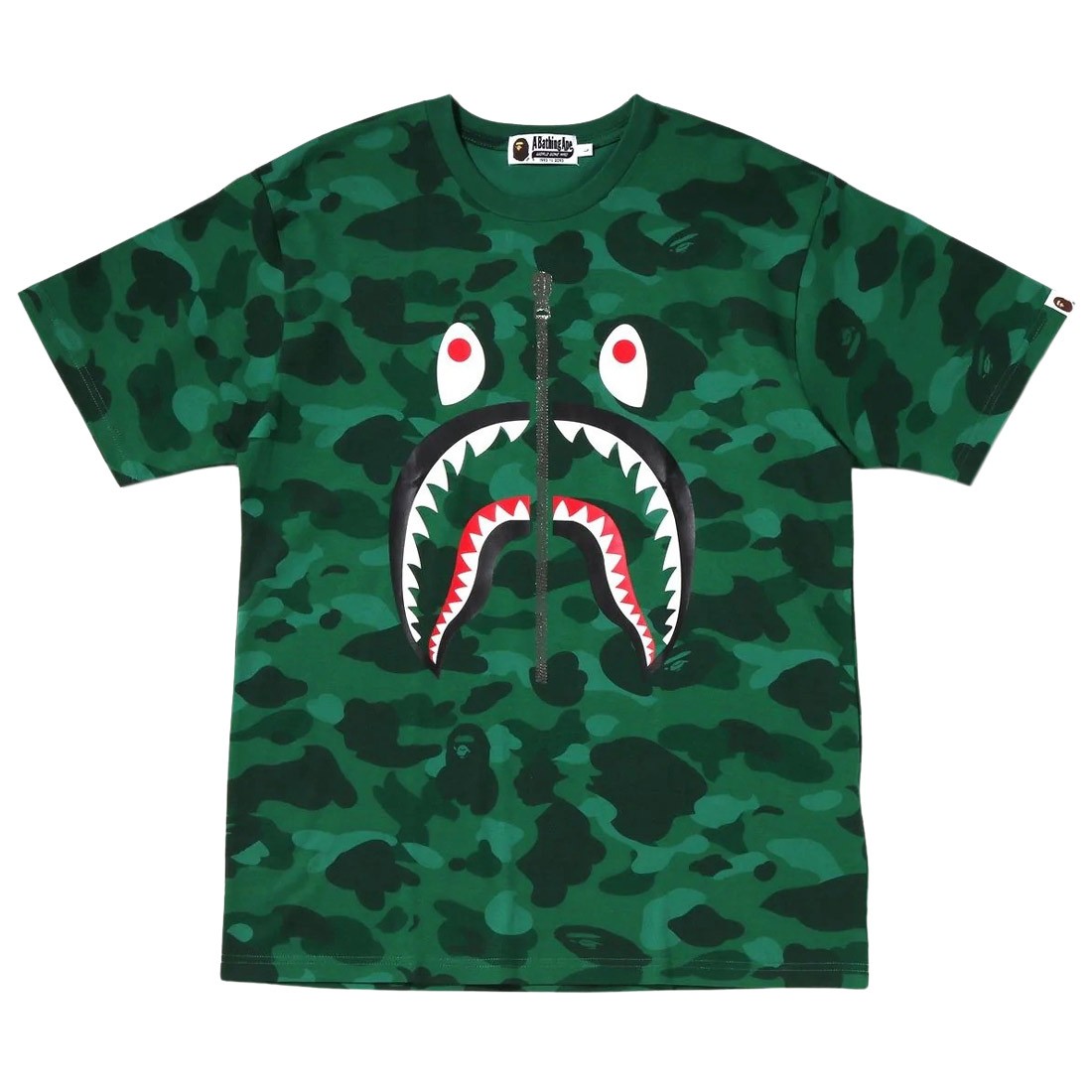A Bathing Ape Men Color Camo Shark Tee (green)