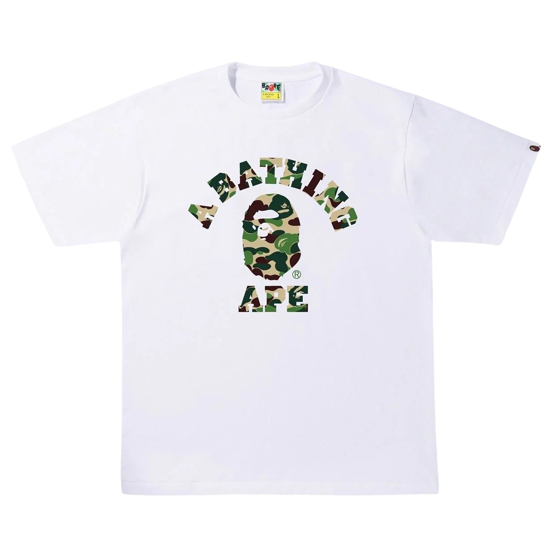A Bathing Ape Men ABC Camo College Tee (white / green)