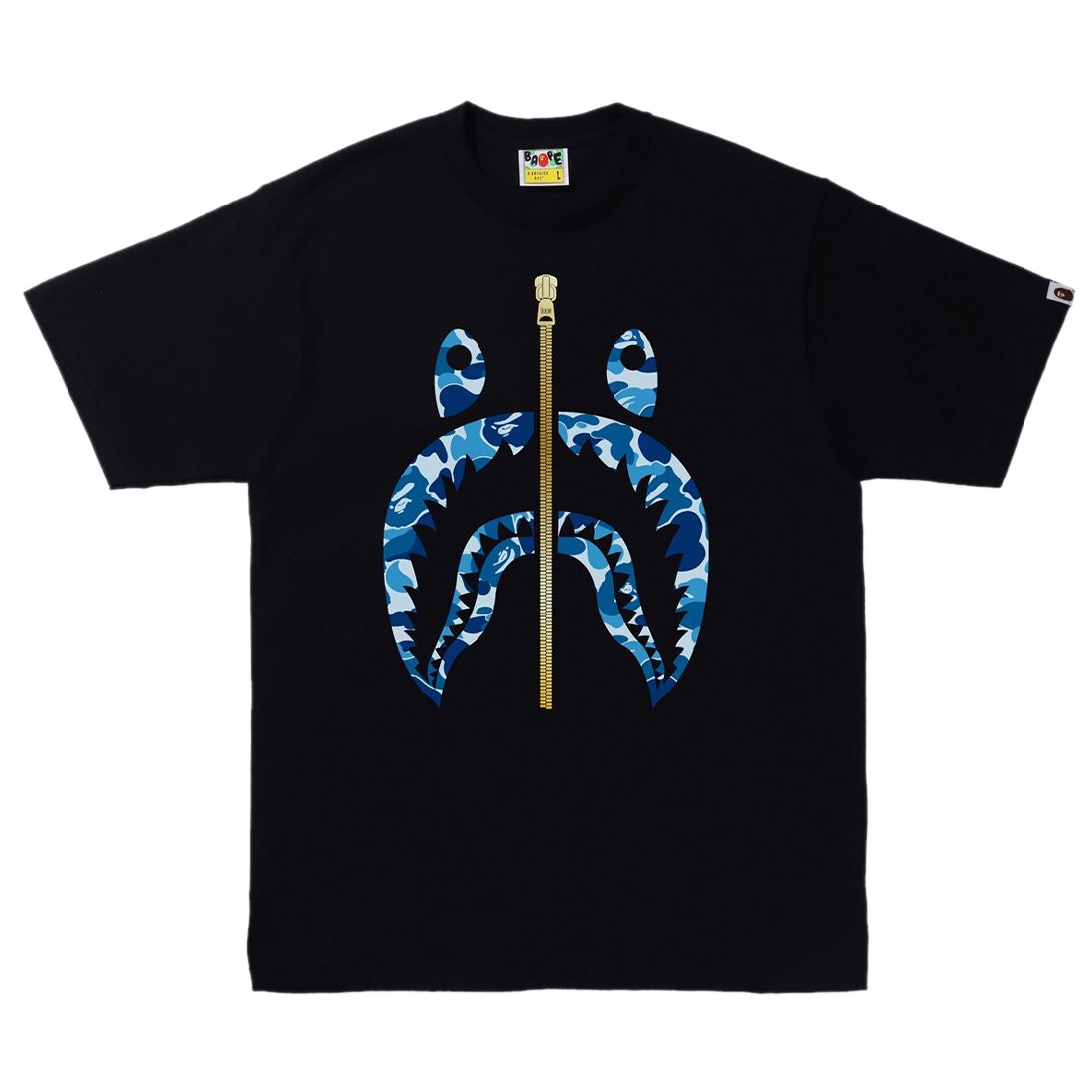 A Bathing Ape Men ABC Camo Shark Tee (black / blue)