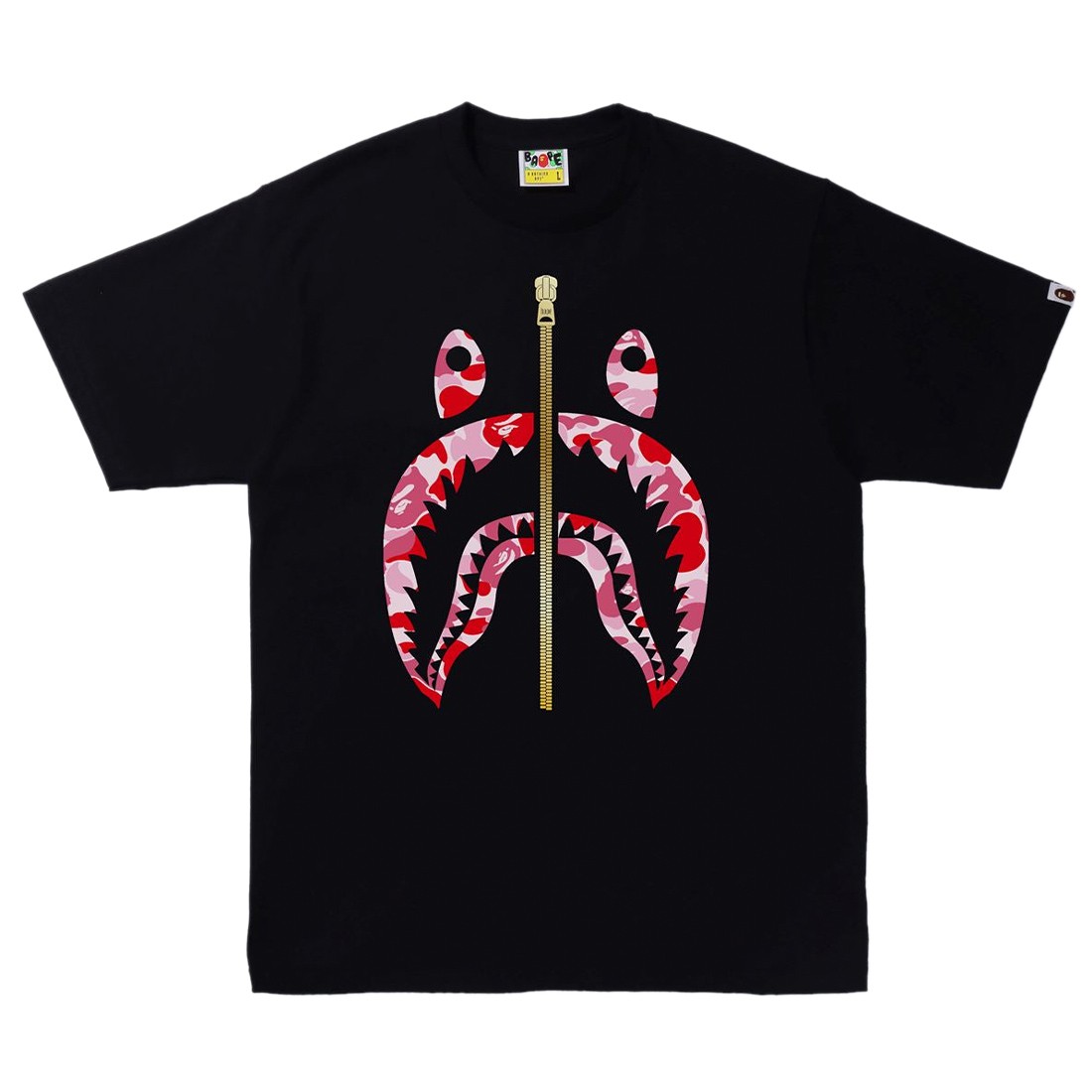 A Bathing Ape Men ABC Camo Shark Tee (black / pink)