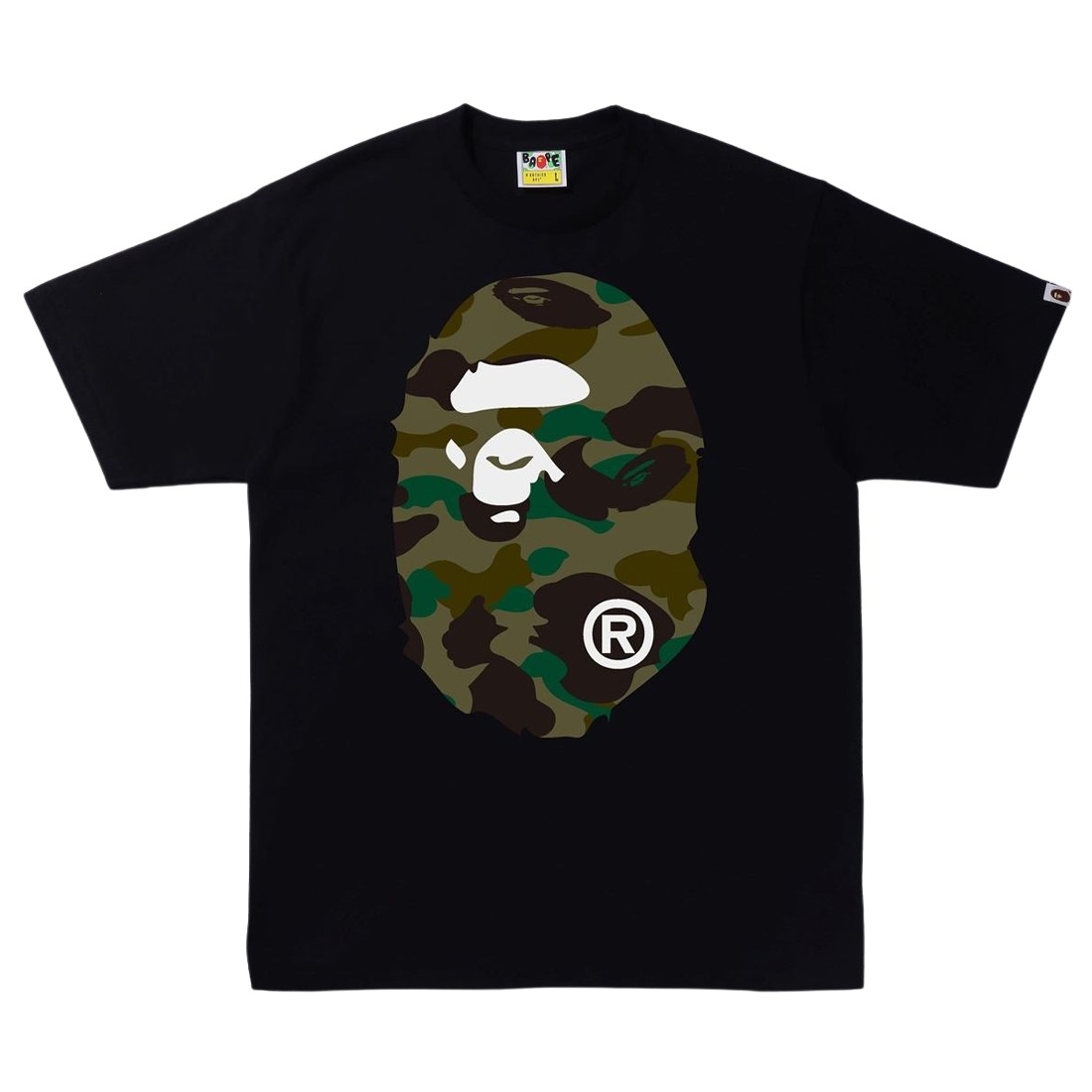 A Bathing Ape Men 1st Camo Big Ape Head Tee (black / green)
