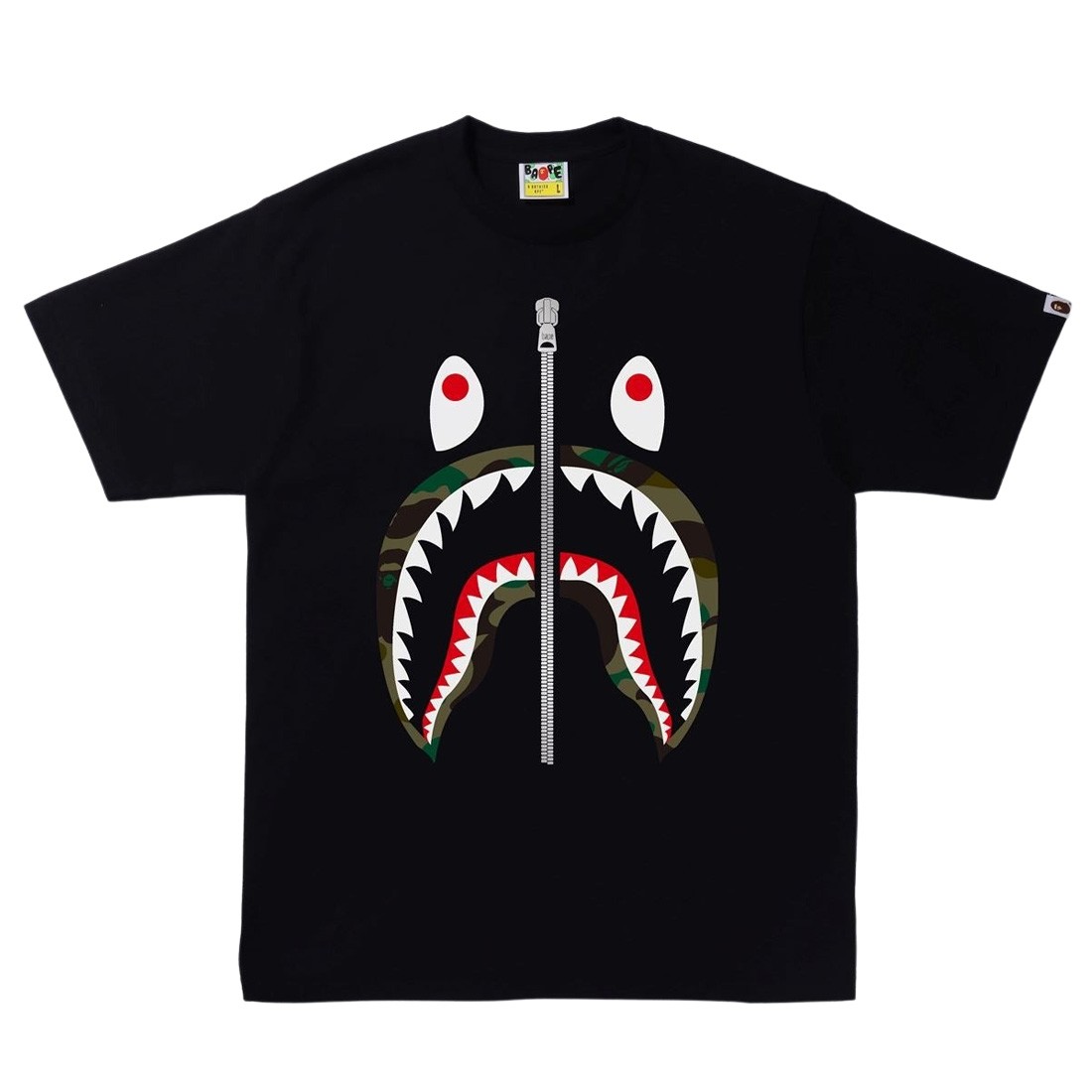 A Bathing Ape Men 1st Camo Shark Tee (black / green)