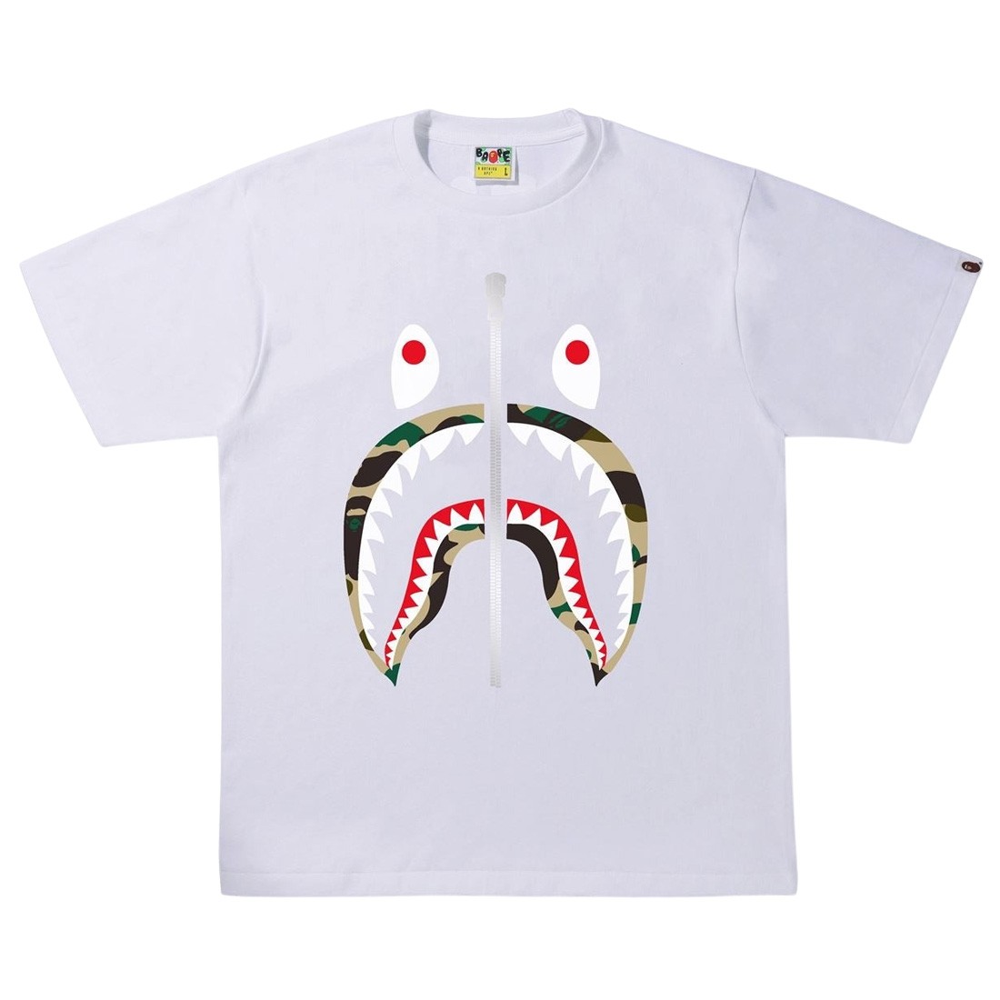 A Bathing Ape Men 1st Camo Shark Tee (white / yellow)