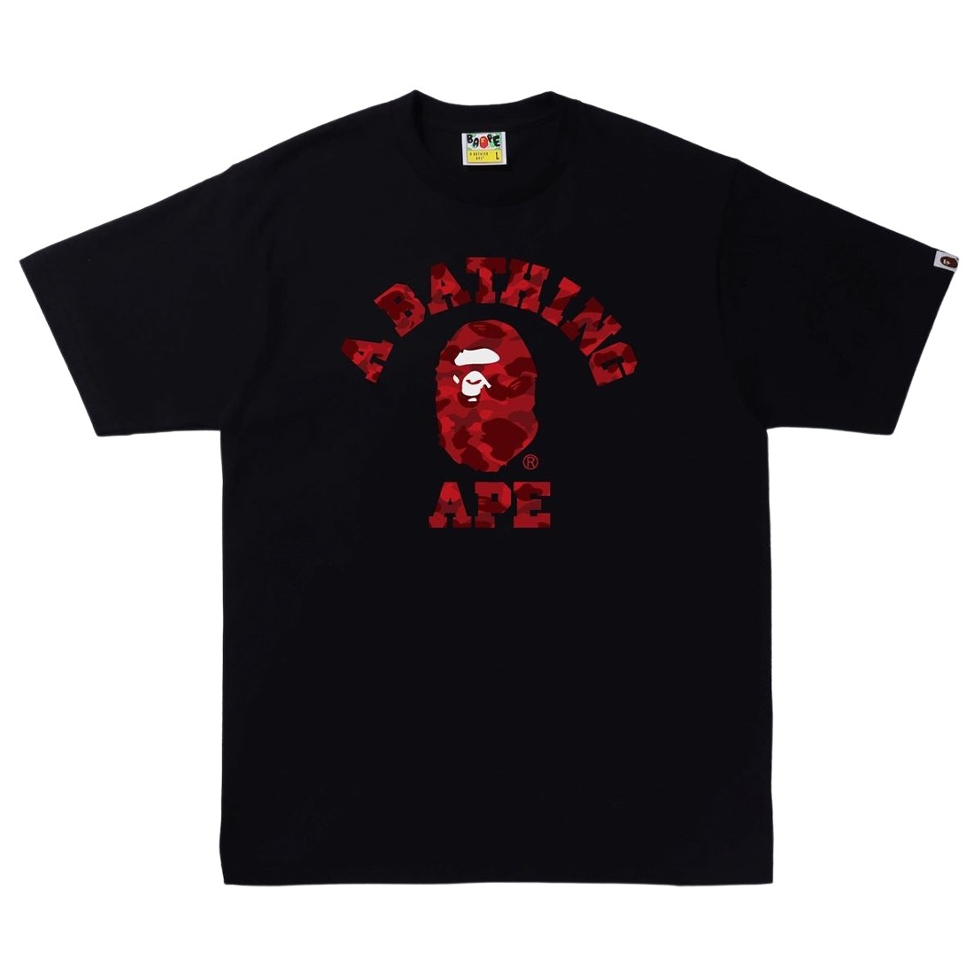 A Bathing Ape Men Color Camo A College Tee (black / red)
