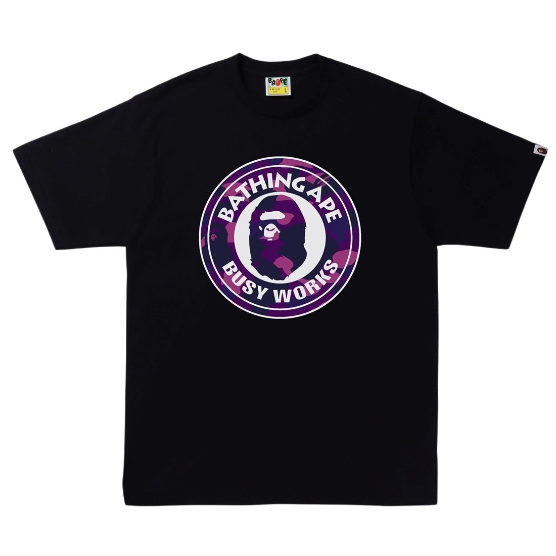 A Bathing Ape Men Color Camo A Busy Works Tee (black / purple)