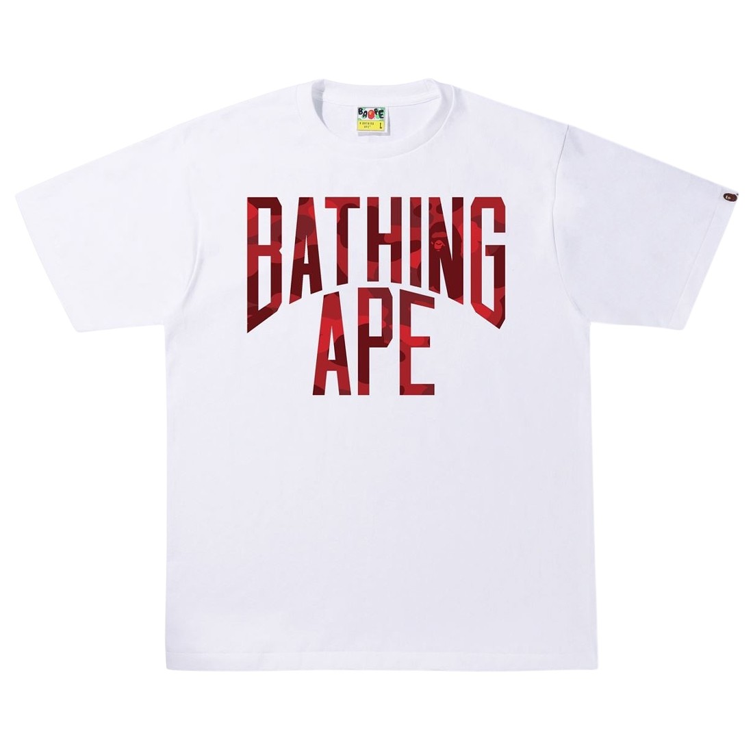 A Bathing Ape Men Color Camo A NYC Logo Tee (white / red)