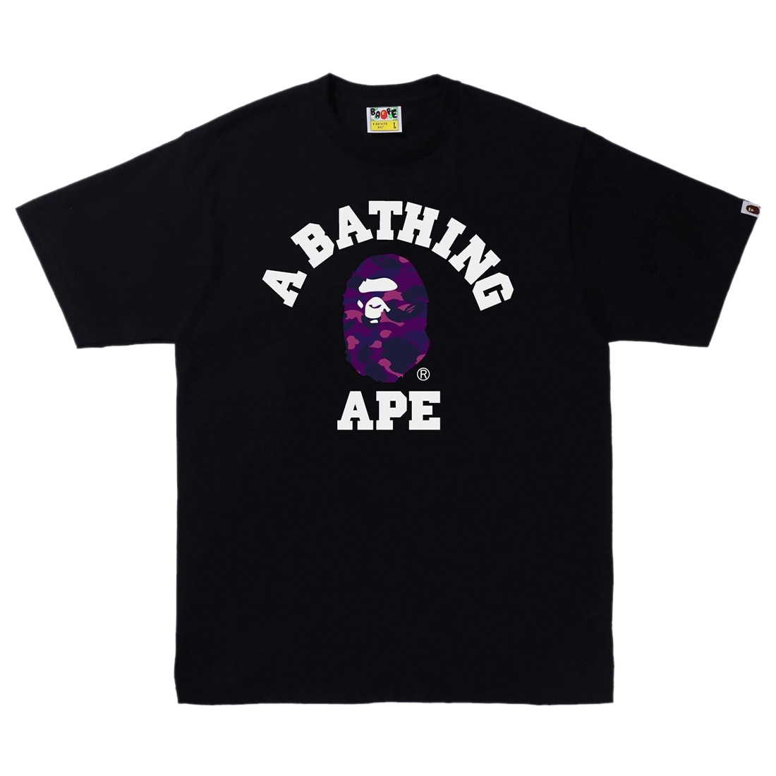 A Bathing Ape Men Color Camo C College Tee (black / purple)