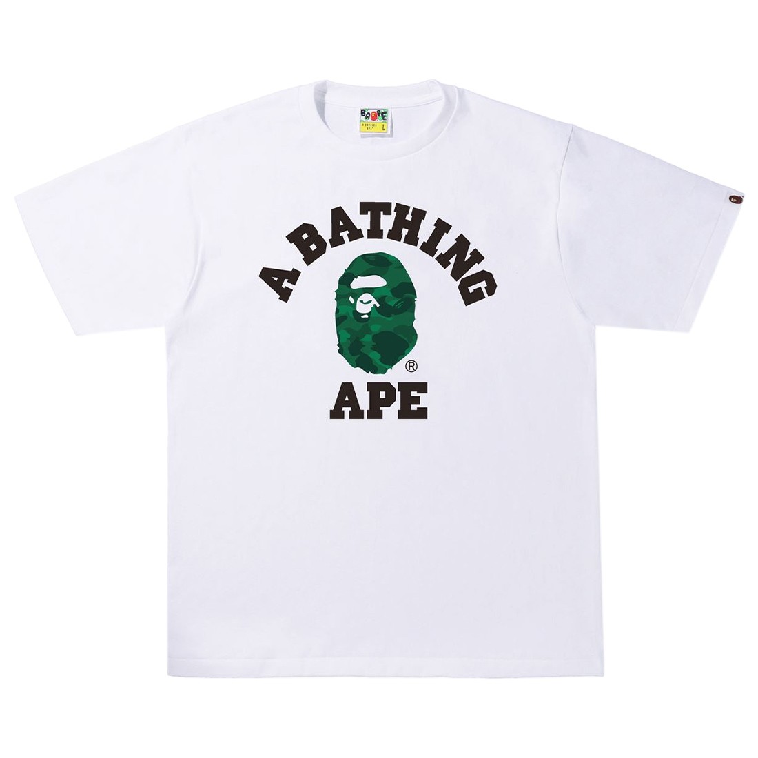 A Bathing Ape Men Color Camo C College Tee (white / green)