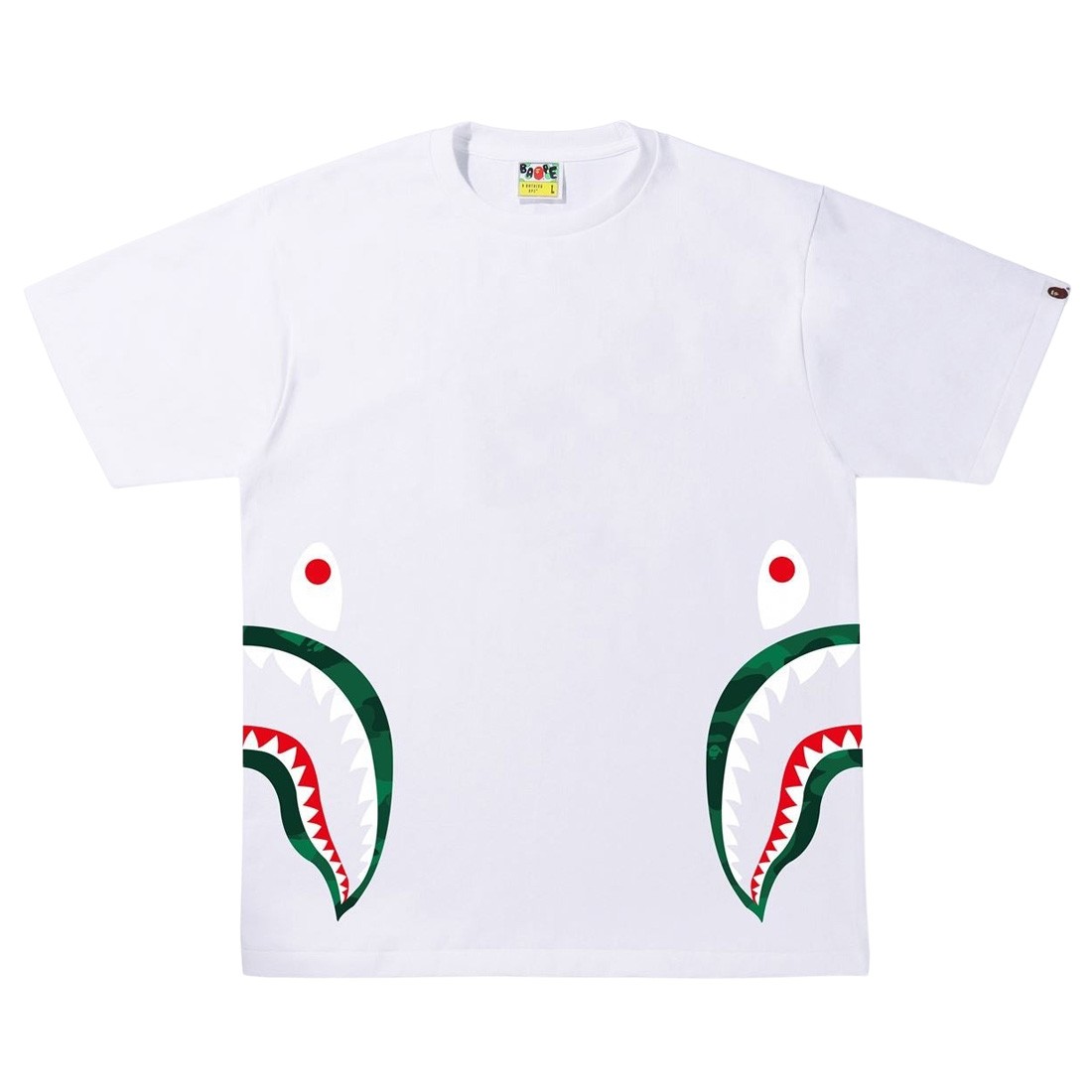 A Bathing Ape Men Color Camo C Side Shark Tee (white / green)