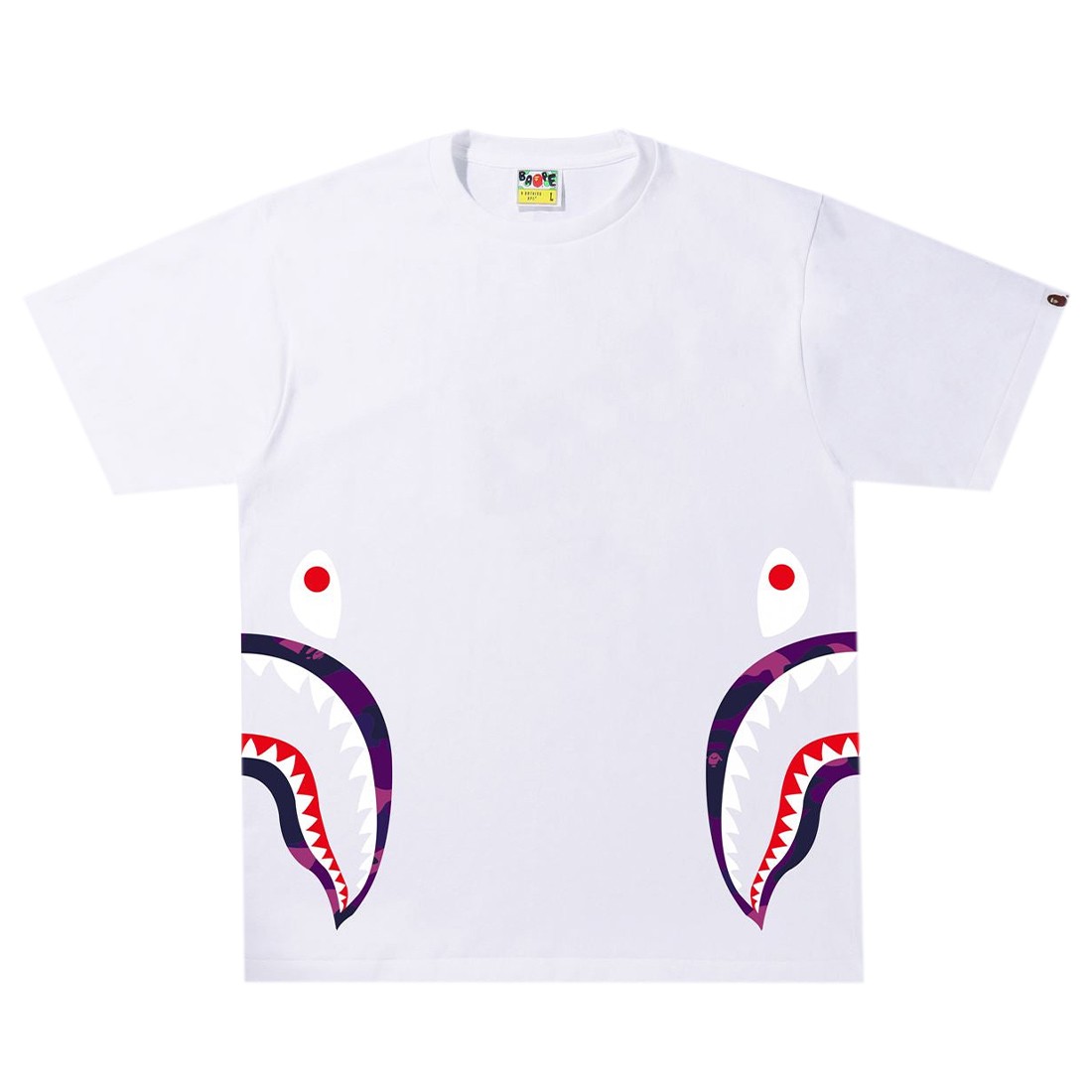 A Bathing Ape Men Color Camo C Side Shark Tee (white / purple)