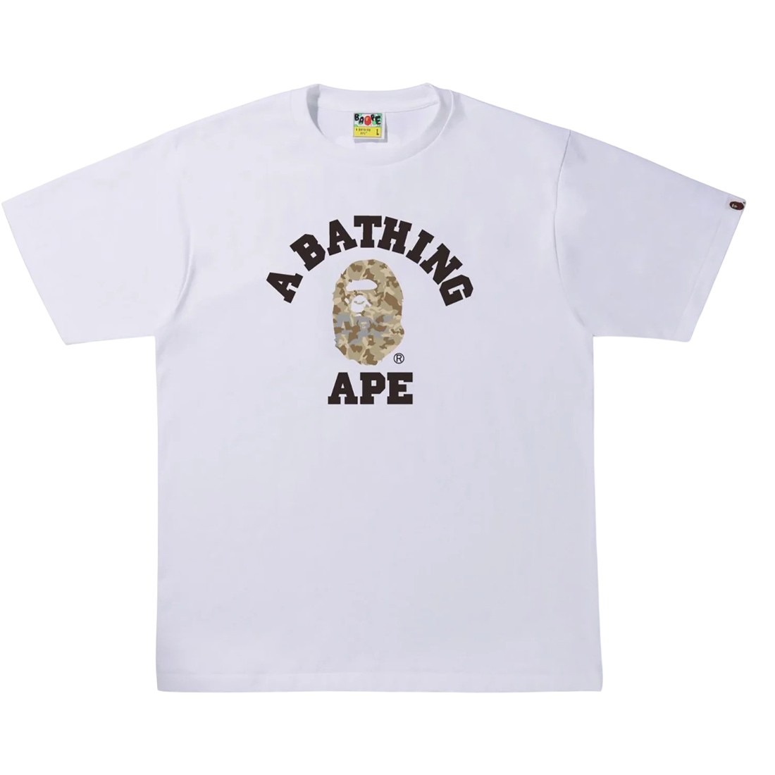 A Bathing Ape Men Sand Camo College Tee (white / beige)
