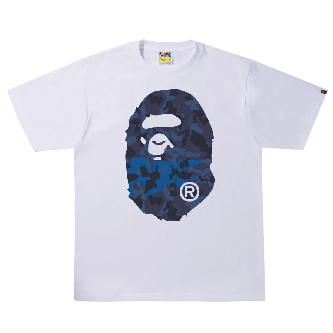 A Bathing Ape Men Sand Camo Big Ape Head Tee (white / navy)