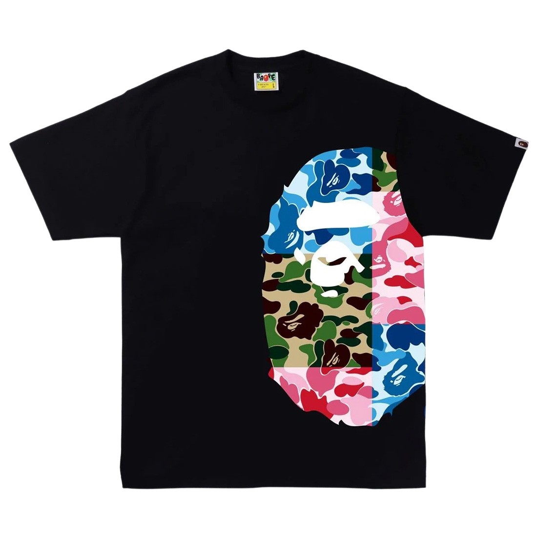 A Bathing Ape Men ABC Camo Crazy Side Big Ape Head Tee (black)