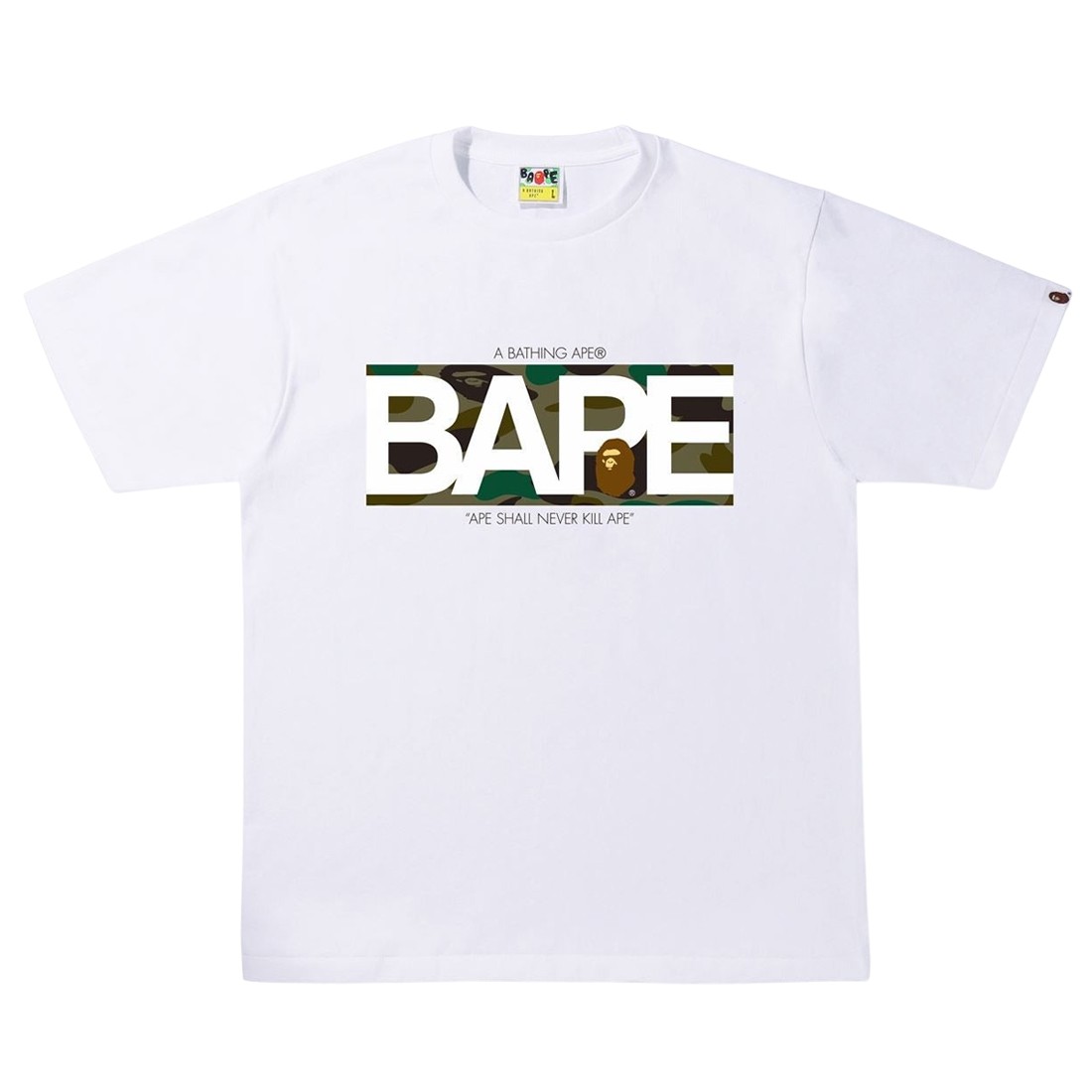 A Bathing Ape Men 1st Camo Bape Logo Tee (white / green)