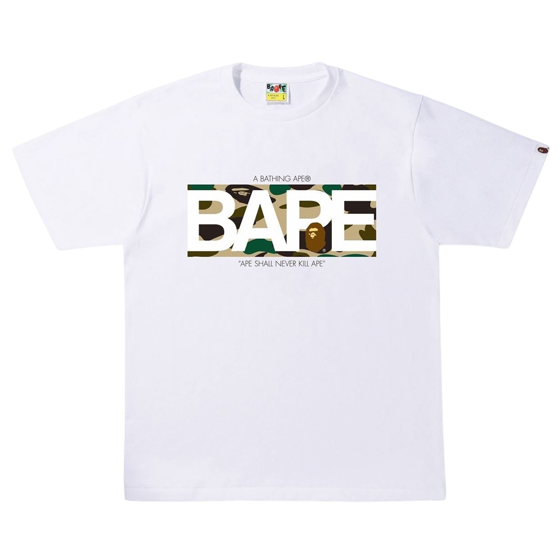 A Bathing Ape Men 1st Camo Bape Logo Tee (white / yellow)