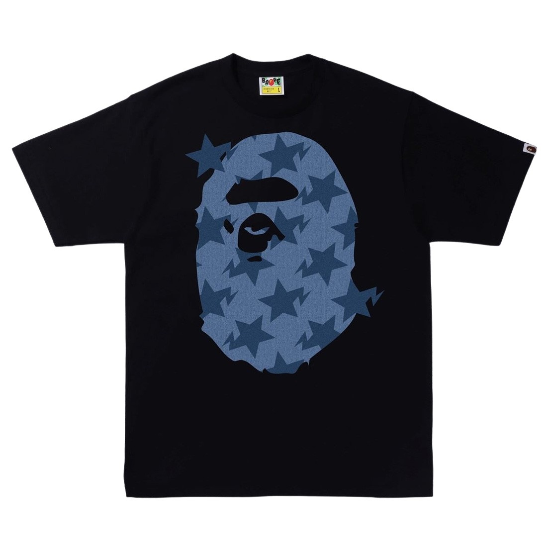 A Bathing Ape Men Denim Sta Pattern Big Ape Head Tee (black)