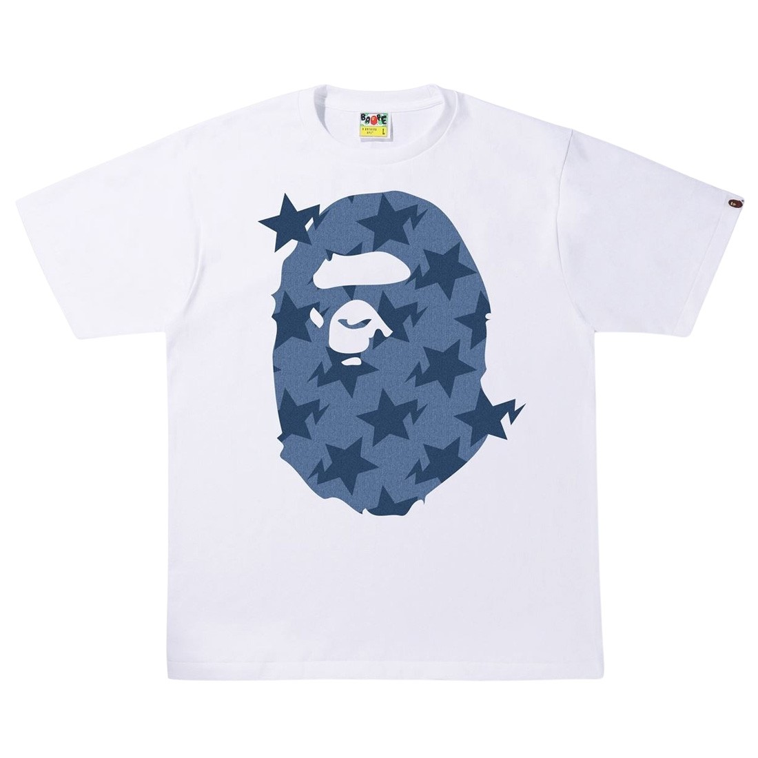 A Bathing Ape Men Denim Sta Pattern Big Ape Head Tee (white)