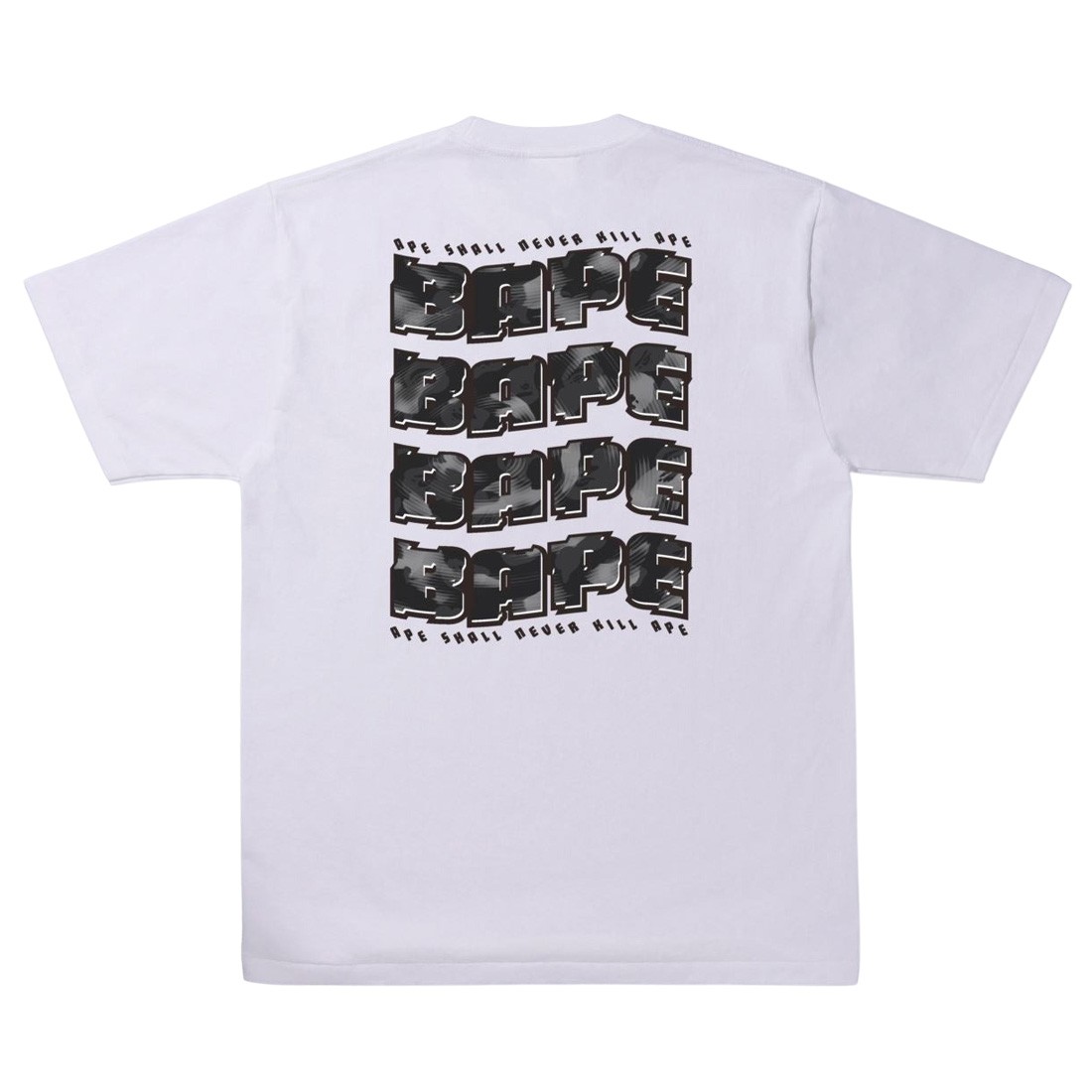 A Bathing Ape Men Stroke Camo Distortion Tee (white / black)