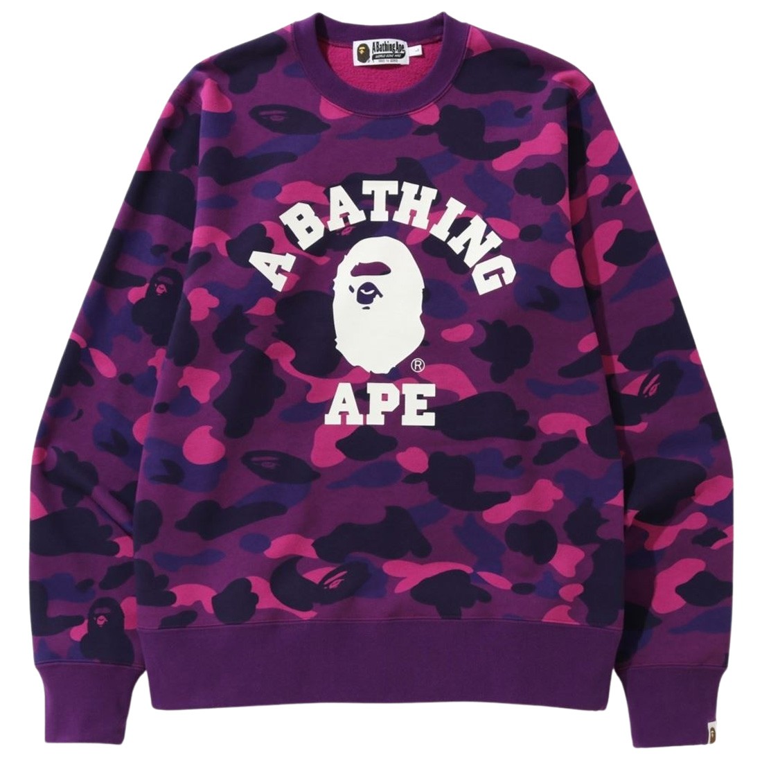 A Bathing Ape Men Color Camo College Crewneck (purple)