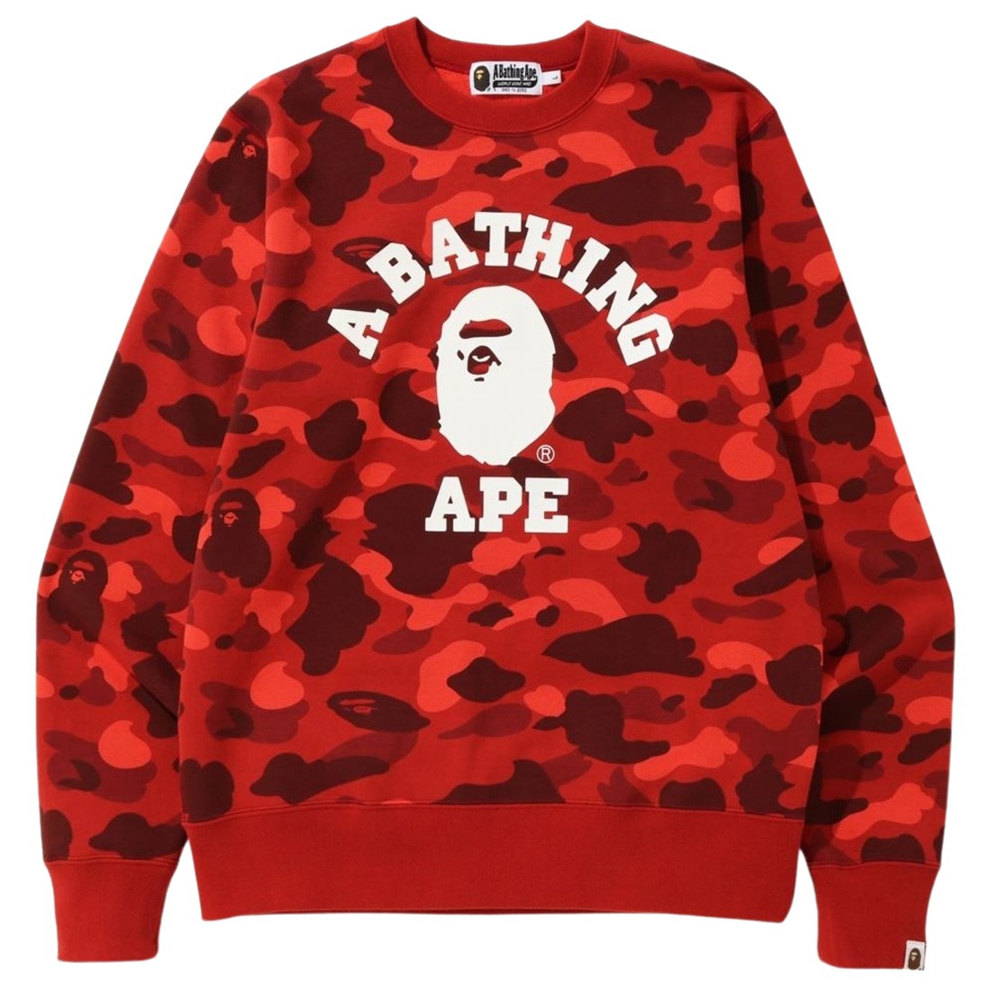 A Bathing Ape Men Color Camo College Crewneck (red)