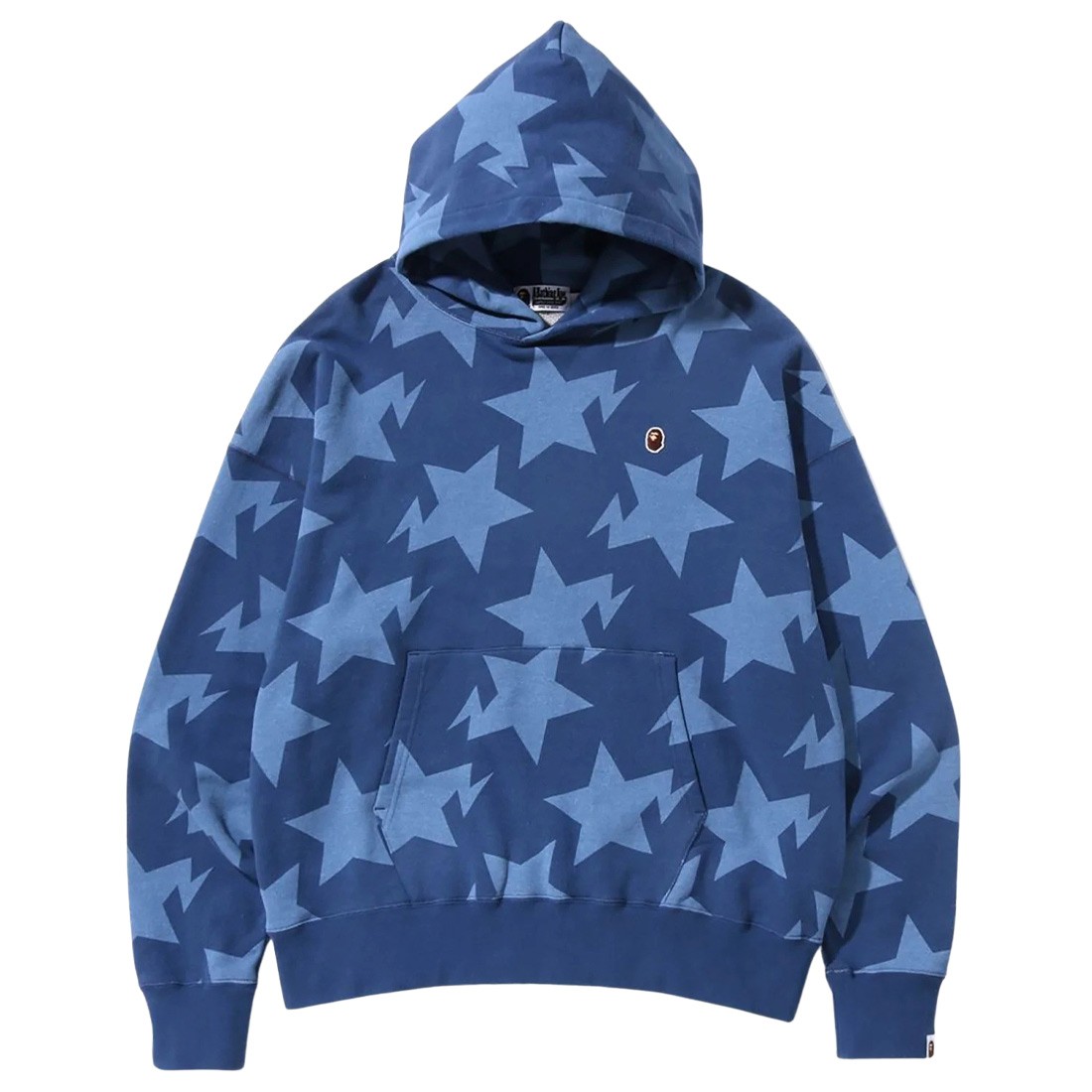 A Bathing Ape Men Sta Pattern Loose Fit Pullover Hoodie (blue / indigo)