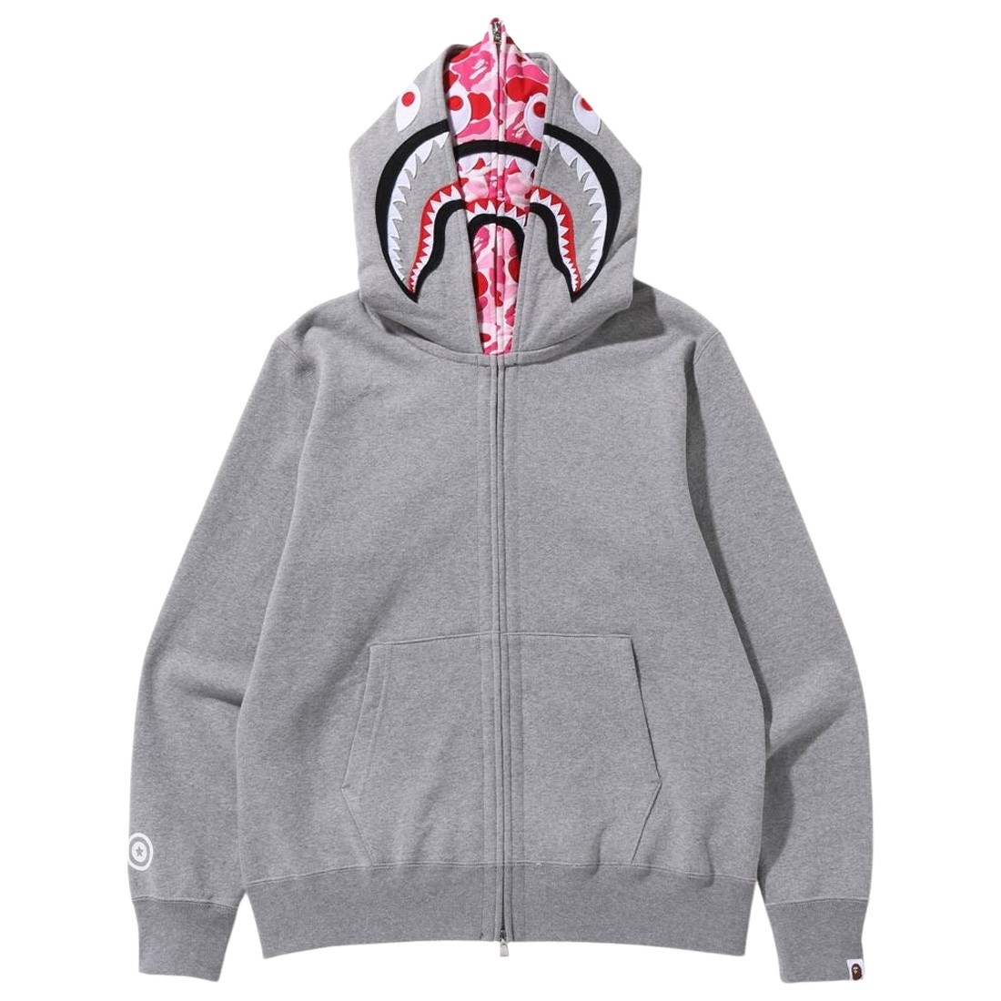 A Bathing Ape Men ABC Camo Shark Wide Fit Full Zip Double Hoodie (gray)