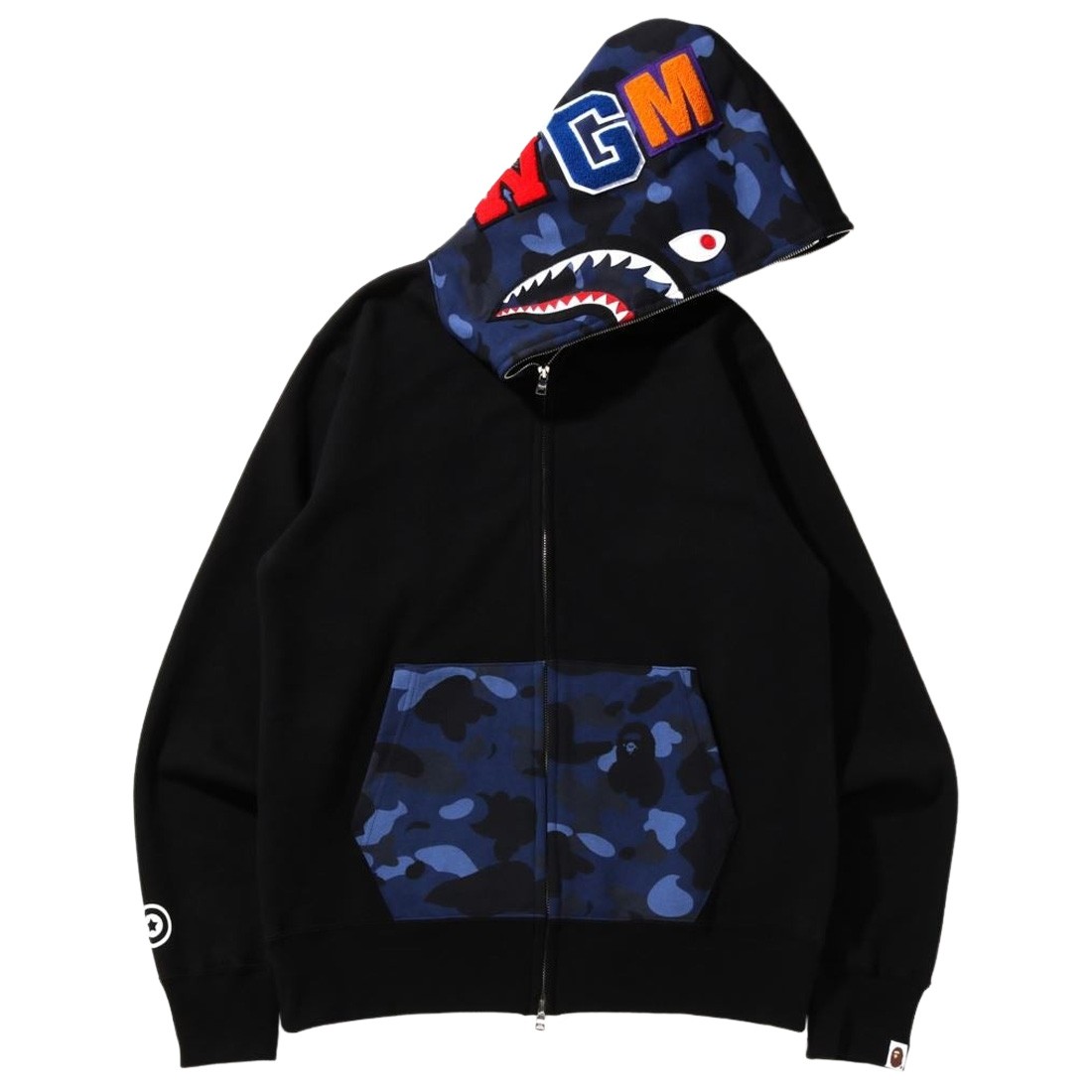 A Bathing Ape Men Color Camo Shark Full Zip Hoodie (black)