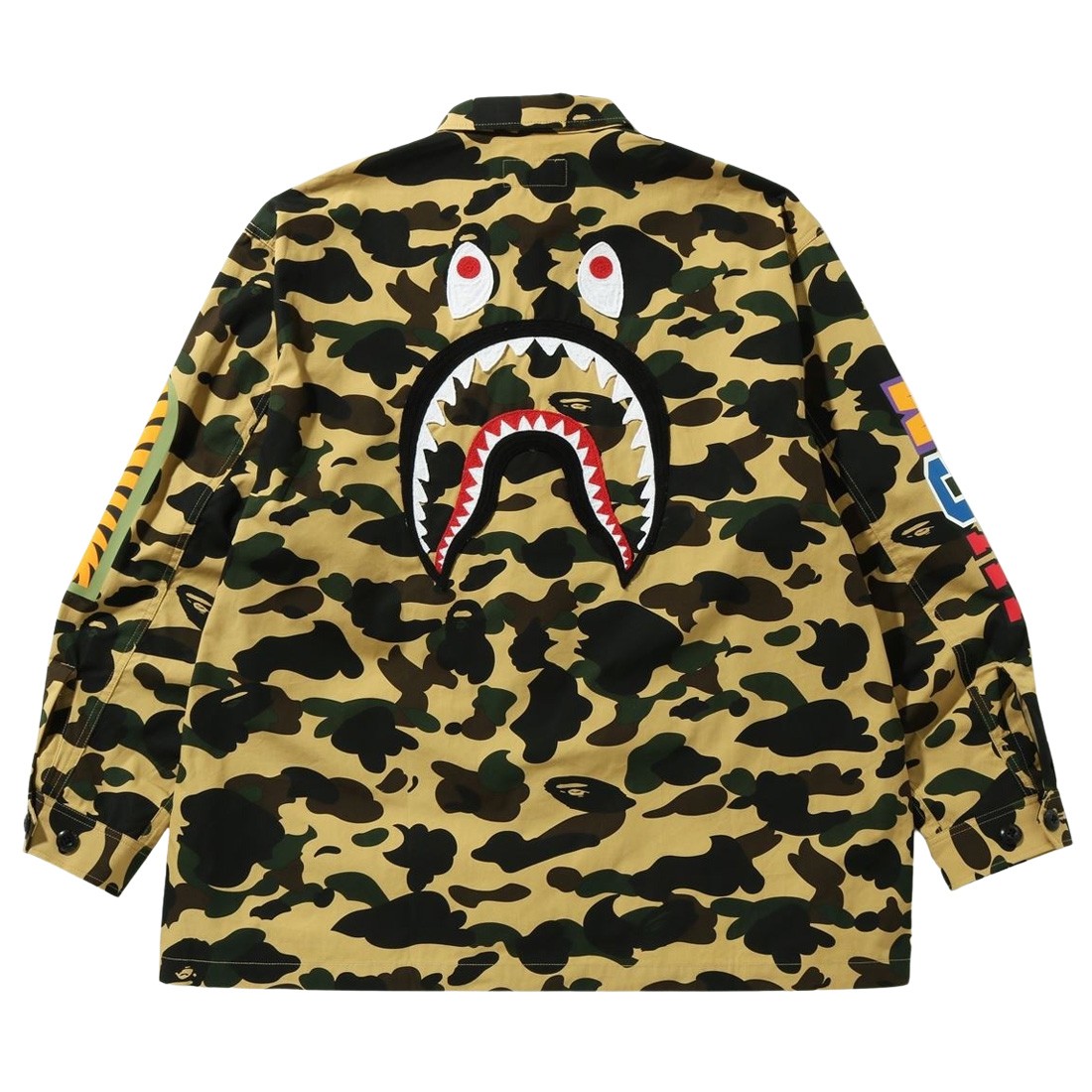 A Bathing Ape Men 1st Camo Shark Relaxed Fit Military Shirt (yellow)