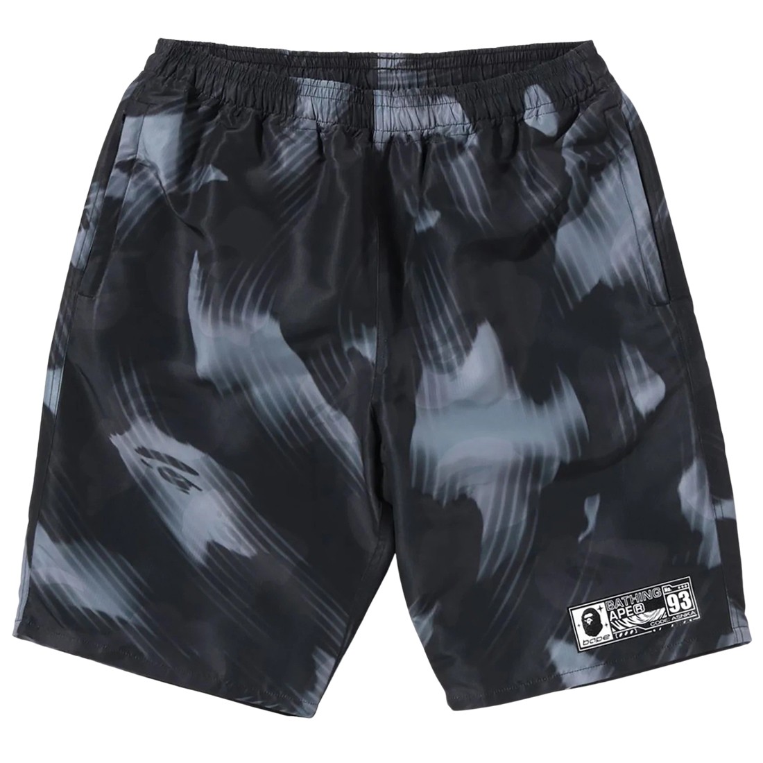 A Bathing Ape Men Stroke Camo Beach Shorts (black)