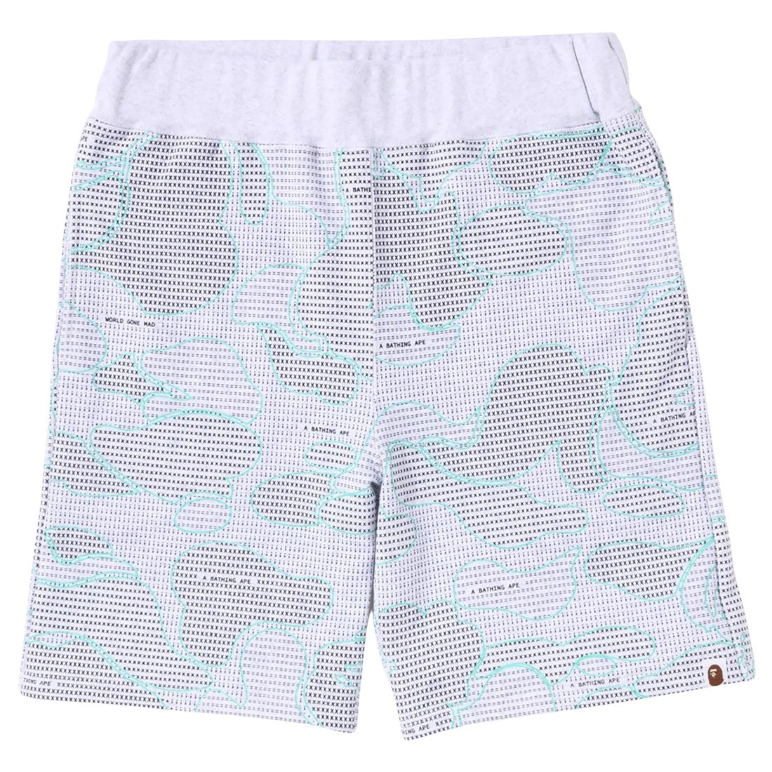 A Bathing Ape Men Text Code Camo Sweat Shorts (gray)