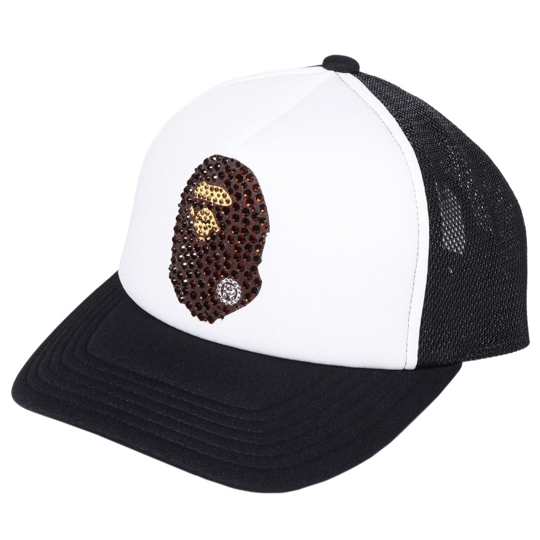 A Bathing Ape Ape Head Crystal Stone Mesh Cap (black)