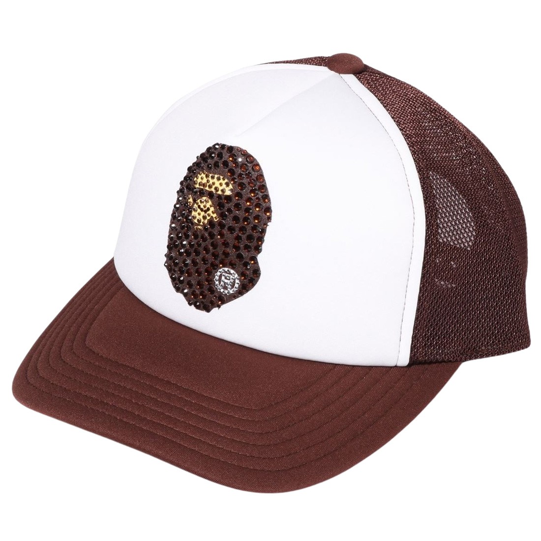 A Bathing Ape Ape Head Crystal Stone Mesh Cap (brown)