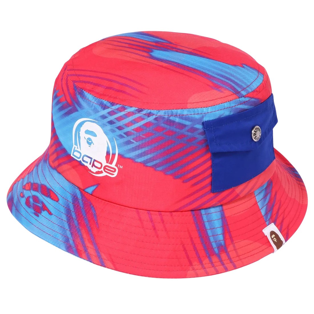 A Bathing Ape Stroke Camo Pocket Bucket Hat (red)